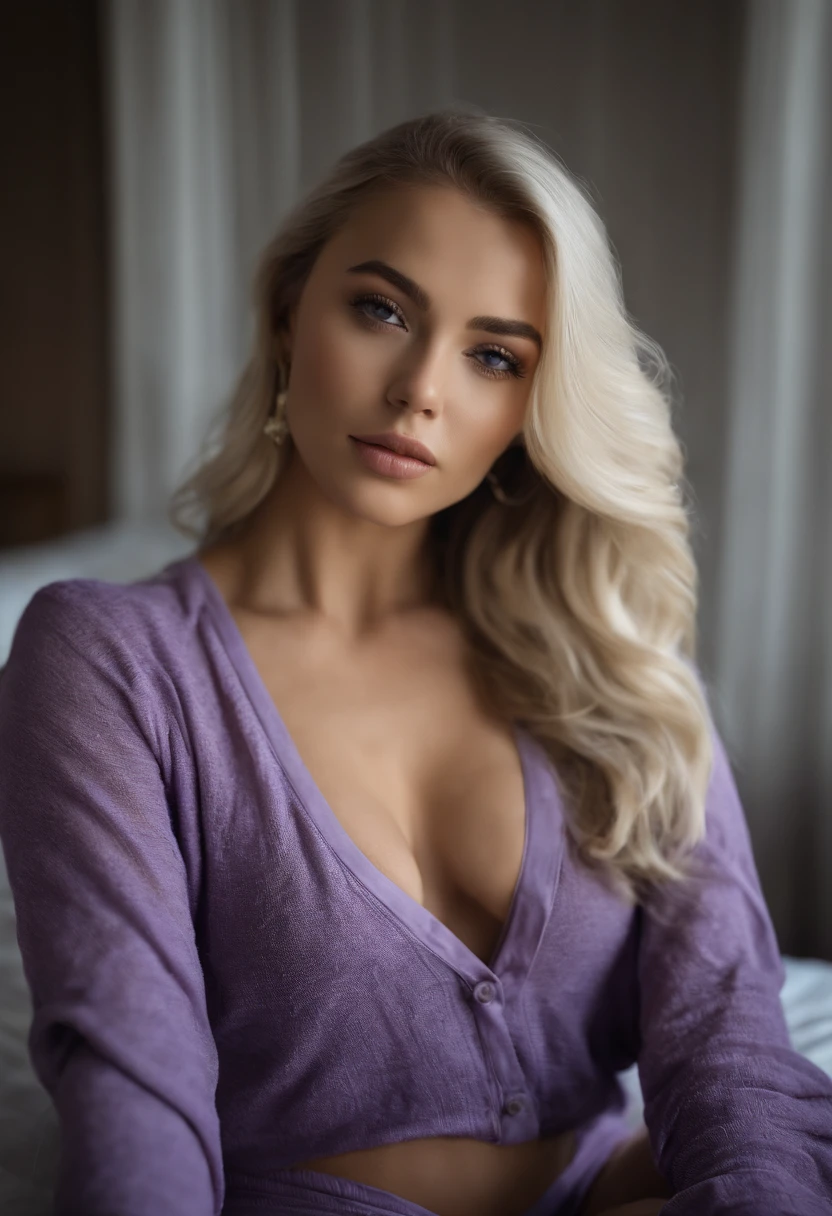 woman with matching tank top and panties, Sexy girl with green eyes, portrait sophie mudd, portrait corinna kopf, blonde hair and large eyes, Selfie einer jungen Frau, Augen im Schlafzimmer, Violet Myers, ohne Make-up, Natural makeup, Blick direkt in die Kamera, Gesicht mit Artgram, dezentes Make-up, Stunning full body shot, im Schlafzimmer, Spaltung