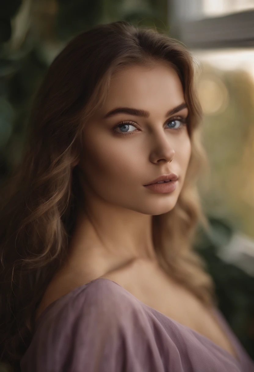 arafed woman fully , girl with green eyes, ultra realistic, meticulously detailed, portrait sophie mudd, blonde hair and large eyes, selfie of a young woman, bedroom eyes, violet myers, without makeup, natural makeup, looking directly at the camera, face with artgram, subtle makeup, stunning full body shot in a forest, medium to large size bust, showing, medium to large breasts , shaved bottom, outside photoshooting