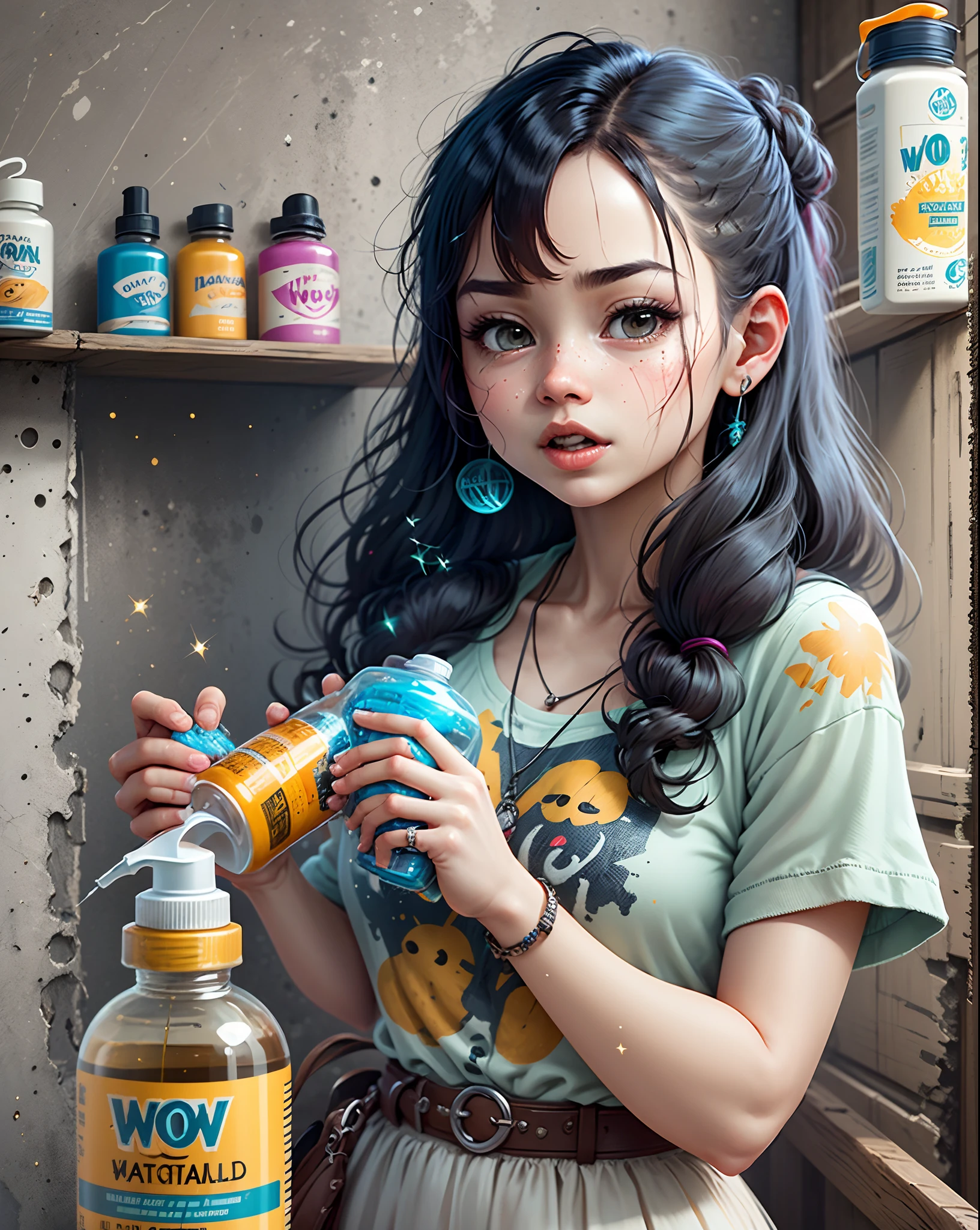 ((masterpiece)),Best quality,absurd,Ultra Detailed,holographic,Golden Ratio,Super cute and beautiful Asian idol girl,Very beautiful violet bright eyes,Beautiful colorful shiny brown hair,High Ponytail,good body shape,fit,Perfect body,Wearing a super tight anime print bodysuit,Super tight anime print off-the-shoulder long-sleeved navel-baring top,Ultra-Beautiful Sheer Mini Jacket,Beautiful hair accessories,Pink Jordan sneakers,Photographed in the store in the mall with her handsome thin boyfriend,Black hair messy and shiny,Wearing super casual clothes,Dark theme elements, Pencil Sketch
