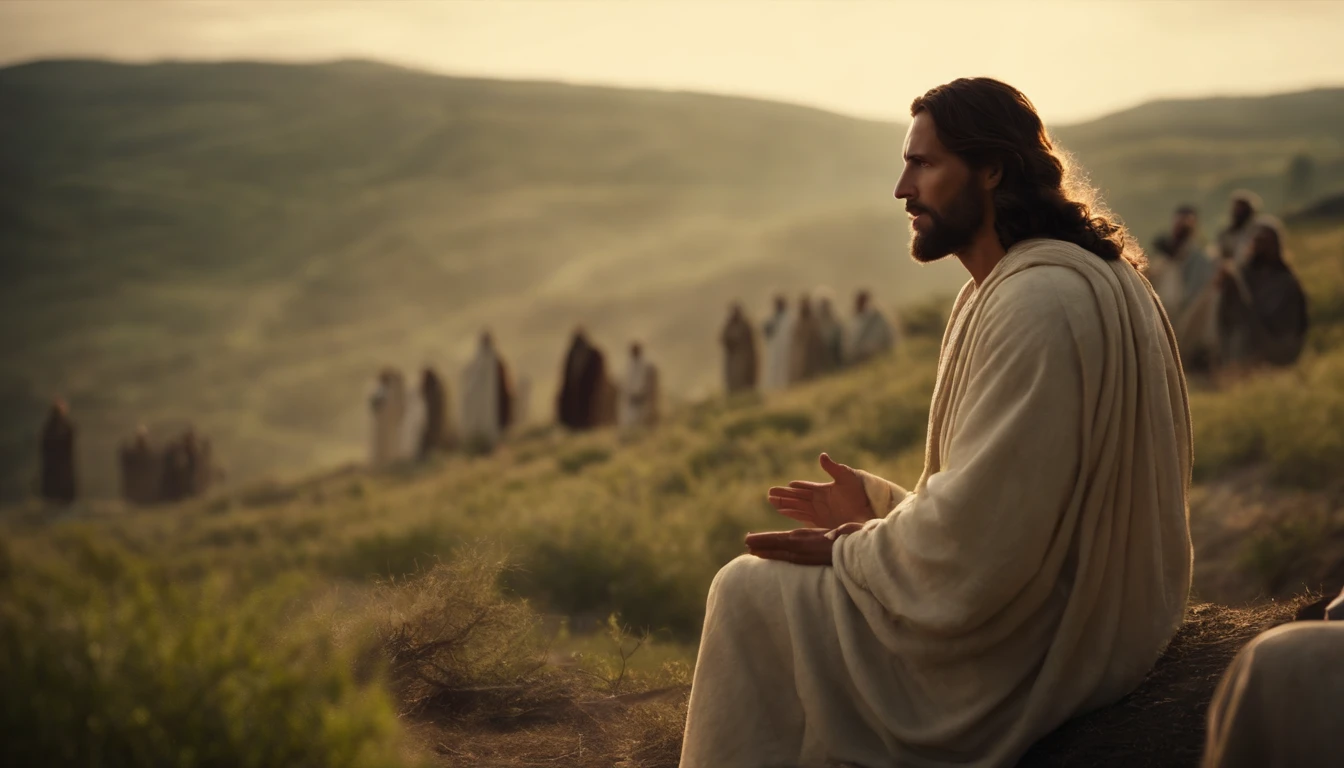 Jesus speaking to the disciples on the hill