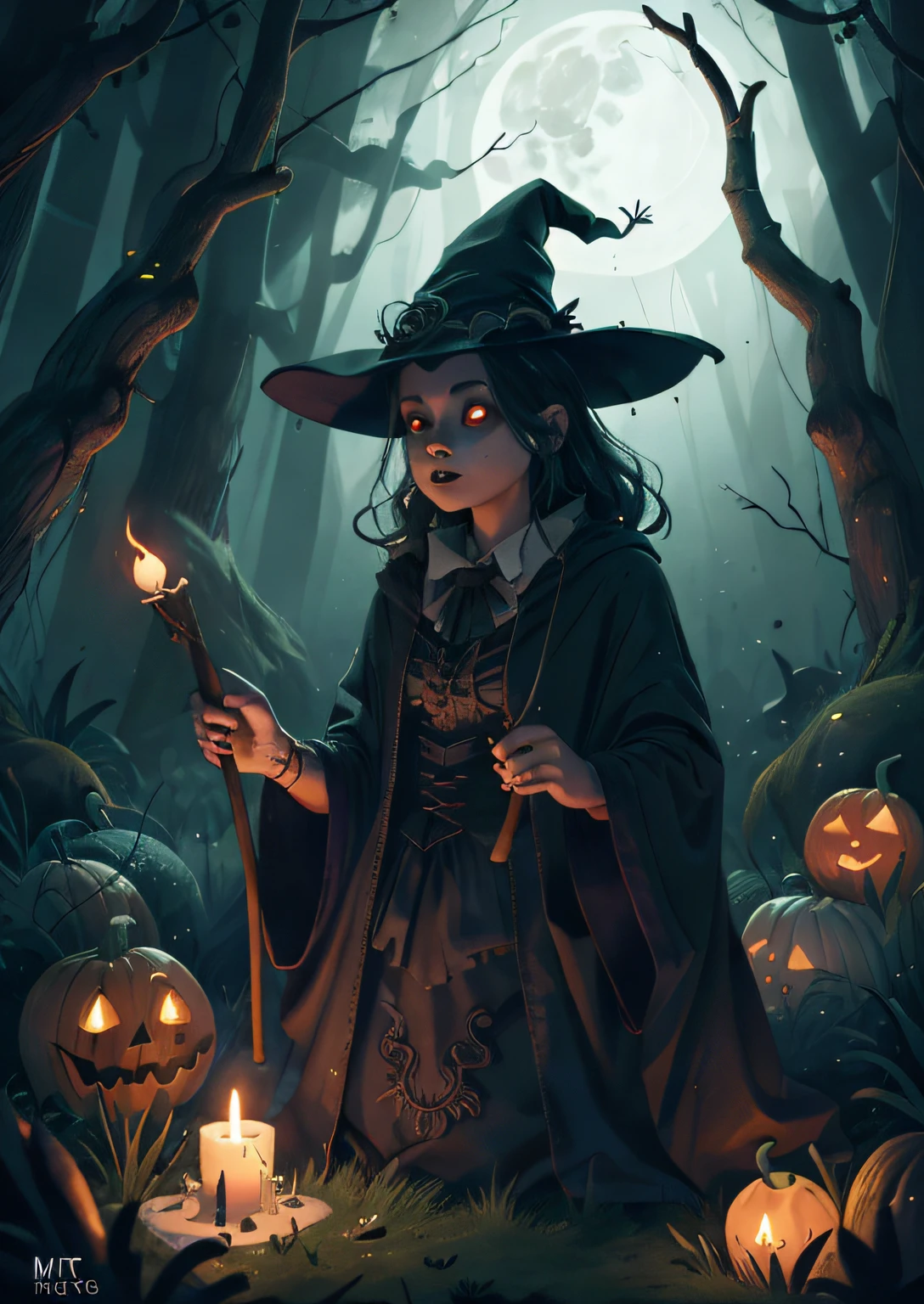 The prompt for the given theme "Pumpkin, Monster, Witch Girl" can be as follows:
"(best quality, 4k, highres, masterpiece:1.2), ultra-detailed, (realistic, photorealistic:1.37), pumpkin monster and witch girl, dark atmosphere, glowing pumpkins, eerie forest, vibrant colors, hauntingly beautiful eyes and lips, witch hat and broomstick, magical spells, full moon, mystical aura, spooky atmosphere, fantasy art, gothic style, candlelit environment, misty surroundings, curling smoke, textured skin, witch's robes, supernatural powers, mysterious stance, haunted shadows, moonlit night."
Remember, the order of the tags can be customized according to their importance. Feel free to add or modify the tags to enhance the quality and specificity of the prompt. Make sure to follow the prompt format guidelines mentioned earlier and create a cohesive and engaging visual description.