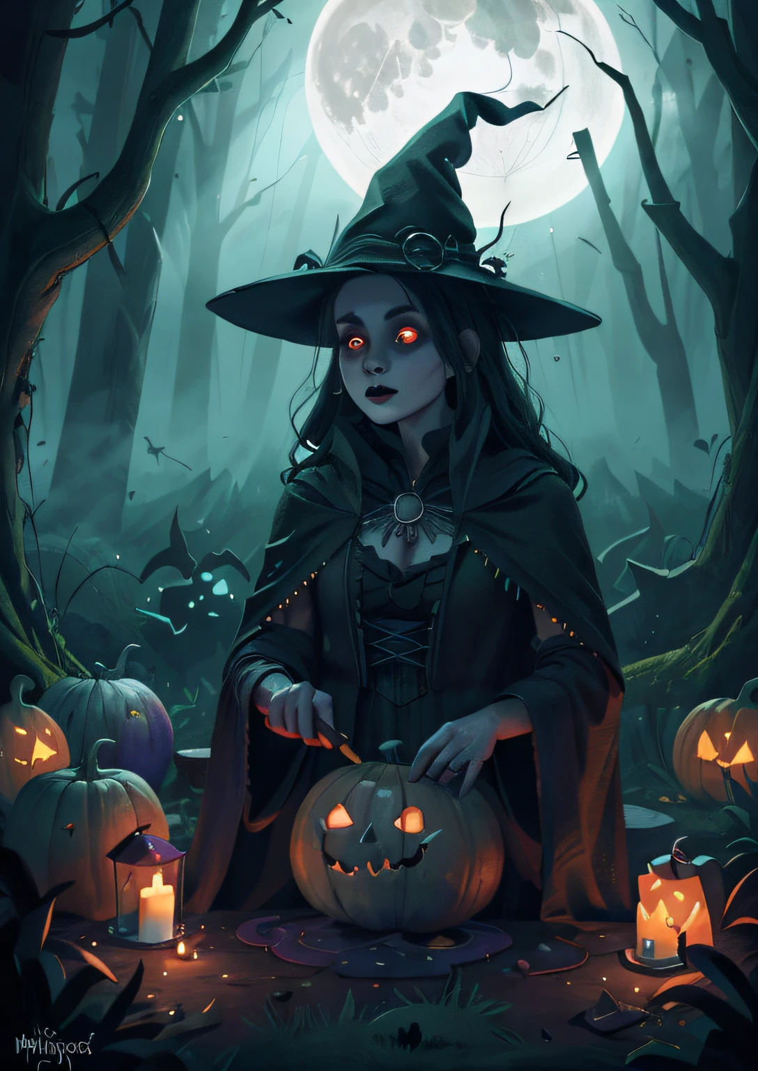 The prompt for the given theme "Pumpkin, Monster, Witch Girl" can be as follows:

"(best quality, 4k, highres, masterpiece:1.2), ultra-detailed, (realistic, photorealistic:1.37), pumpkin monster and witch girl, dark atmosphere, glowing pumpkins, eerie forest, vibrant colors, hauntingly beautiful eyes and lips, witch hat and broomstick, magical spells, full moon, mystical aura, spooky atmosphere, fantasy art, gothic style, candlelit environment, misty surroundings, curling smoke, textured skin, witch's robes, supernatural powers, mysterious stance, haunted shadows, moonlit night."

Remember, the order of the tags can be customized according to their importance. Feel free to add or modify the tags to enhance the quality and specificity of the prompt. Make sure to follow the prompt format guidelines mentioned earlier and create a cohesive and engaging visual description.