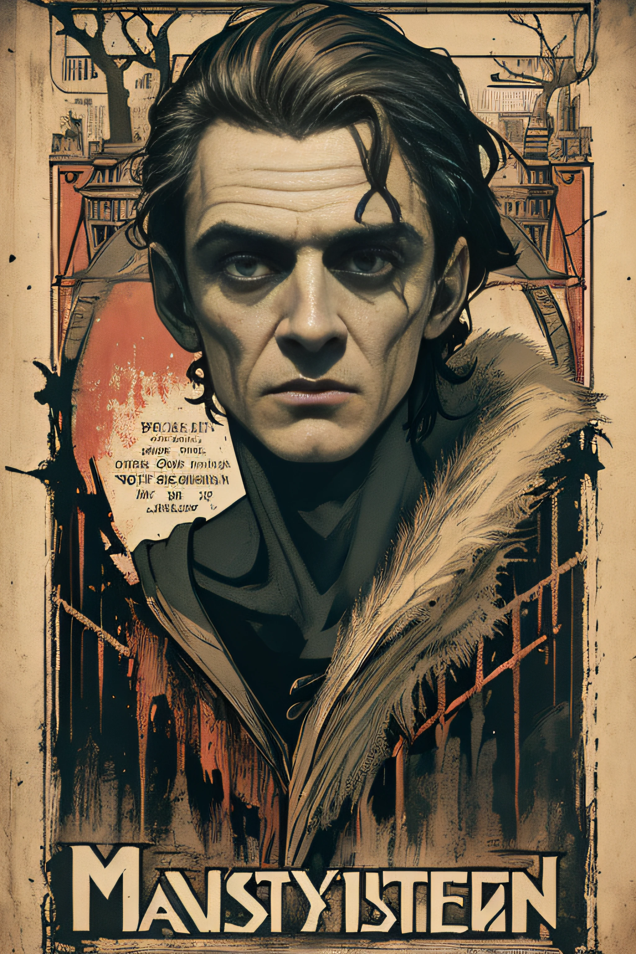 (Masterpiece, Best Quality), 8k Wallpaper, highly detailed, poster, frankenstein, collage, vintage horror, 1940s, sexy female horror thriller cinematic movie poster, Bauhaus, shapes, lines, abstract, propaganda, gothic, movie poster, vintage,