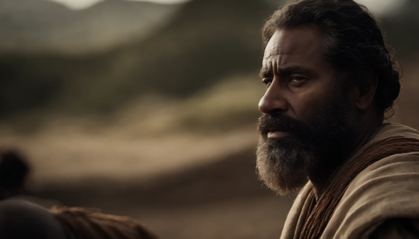 um homem velho de barba branca e cabelos brancos, pele enrugada, Character from the Bible, New Testament of the Bible