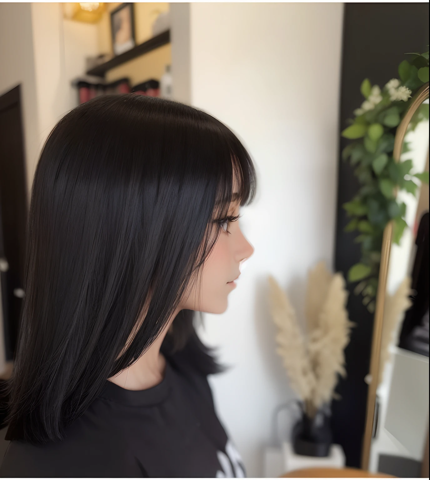 Hair is bobcut