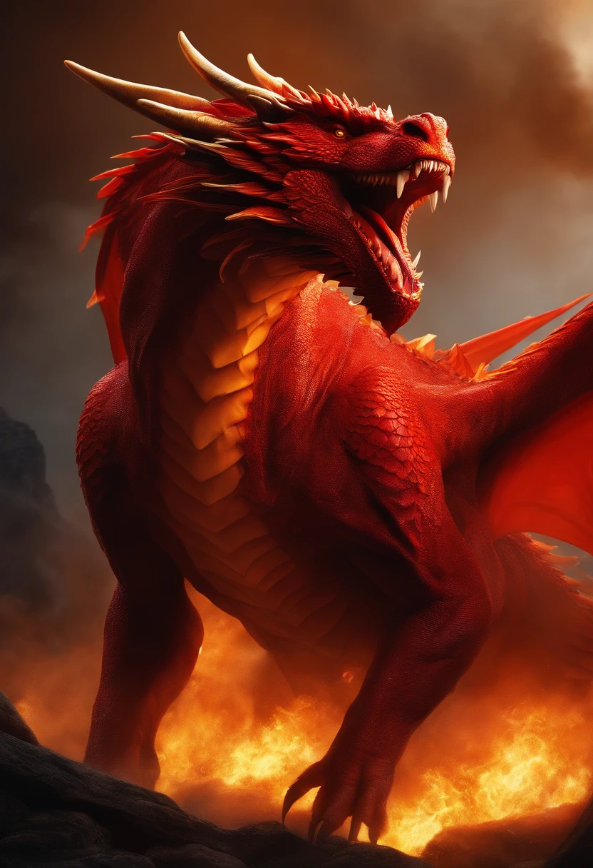 1 red dragon with dreadlocks on his head