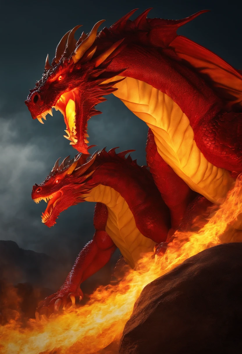 red dragon, yellow thunder, roaring fire