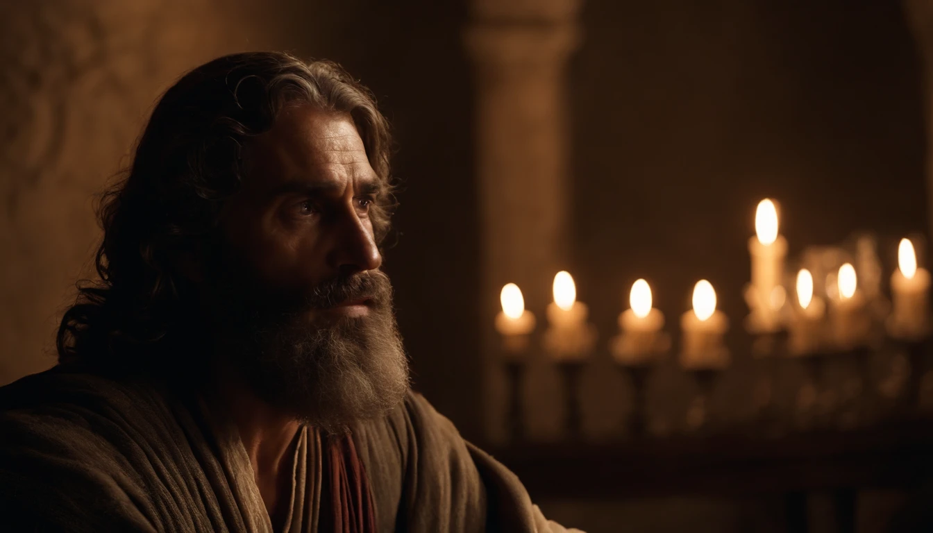 Paulo, apostolo de Jesus cristo. barba branca, cabelos brancos, sinais de velhice no rosto. Biblical Character of the New Testament of the Bible