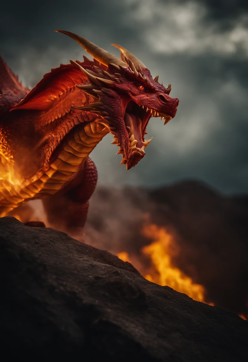 red dragon, yellow thunder, roaring fire