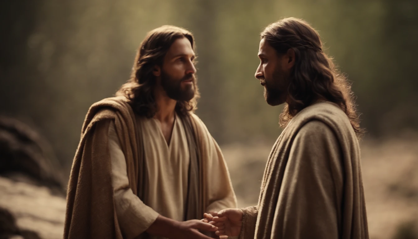 Jesus Christ Talking to Two Disciples