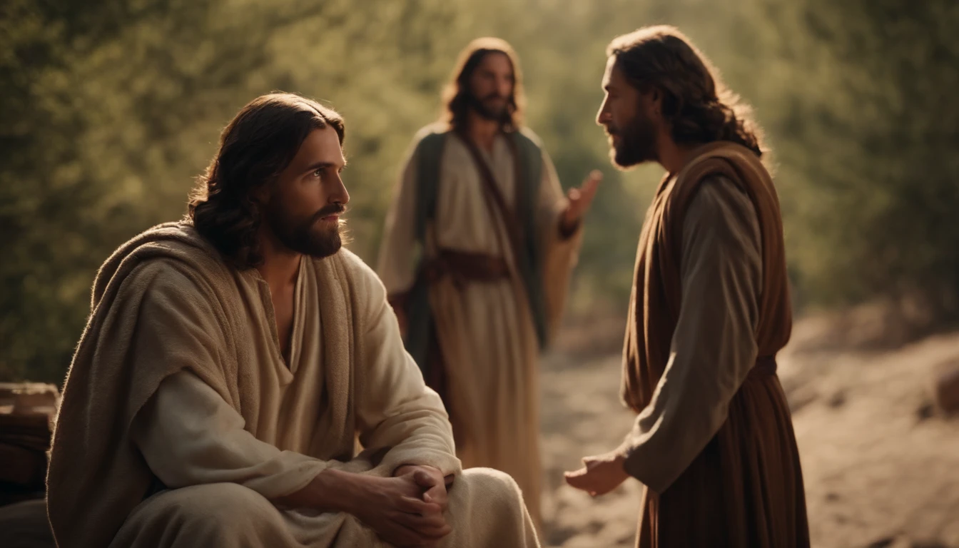 Jesus Christ Talking to Two Disciples