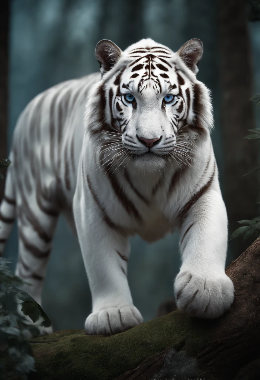 （２White Tiger King：1.5）, Elegant with coloured hair, Stand strong， (Solid white: 1.3), (Shining blue eyes), Delicate fur, Finely drawn face, sharpteeth, nice tail, Realistic Forest, Low contrast, (Medium and near focal lengths: 1.3), of the highest quality, Extremely detailed, Unlimited details, photos realistic, of the highest quality, T's masterpiece, Premium Wallpapers, 8K, Octaneized Rendering, (Do not appear in human form: 1.4) Face sitting
Waiting to start