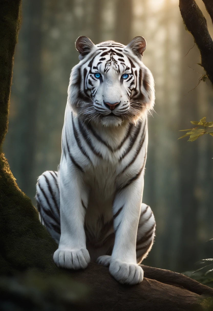 （２White Tiger King：1.5）, Elegant with coloured hair, Stand strong，  (Shining blue eyes), Delicate fur, Finely drawn face, sharpteeth, nice tail, Realistic Forest, Low contrast, (Medium and near focal lengths: 1.3), of the highest quality, Extremely detailed, Unlimited details, photos realistic, of the highest quality, T's masterpiece, Premium Wallpapers, 8K, Octaneized Rendering, (Do not appear in human form: 1.4) Face sitting
Waiting to start