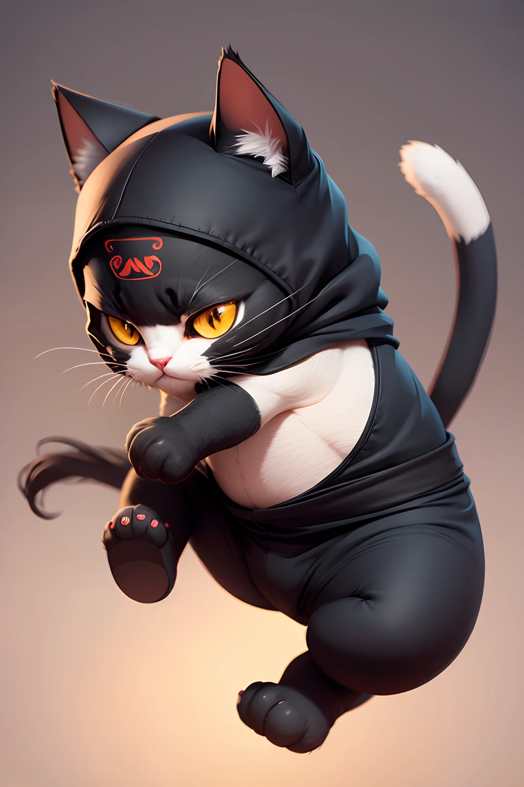 Cute ninja-style cat animation character
