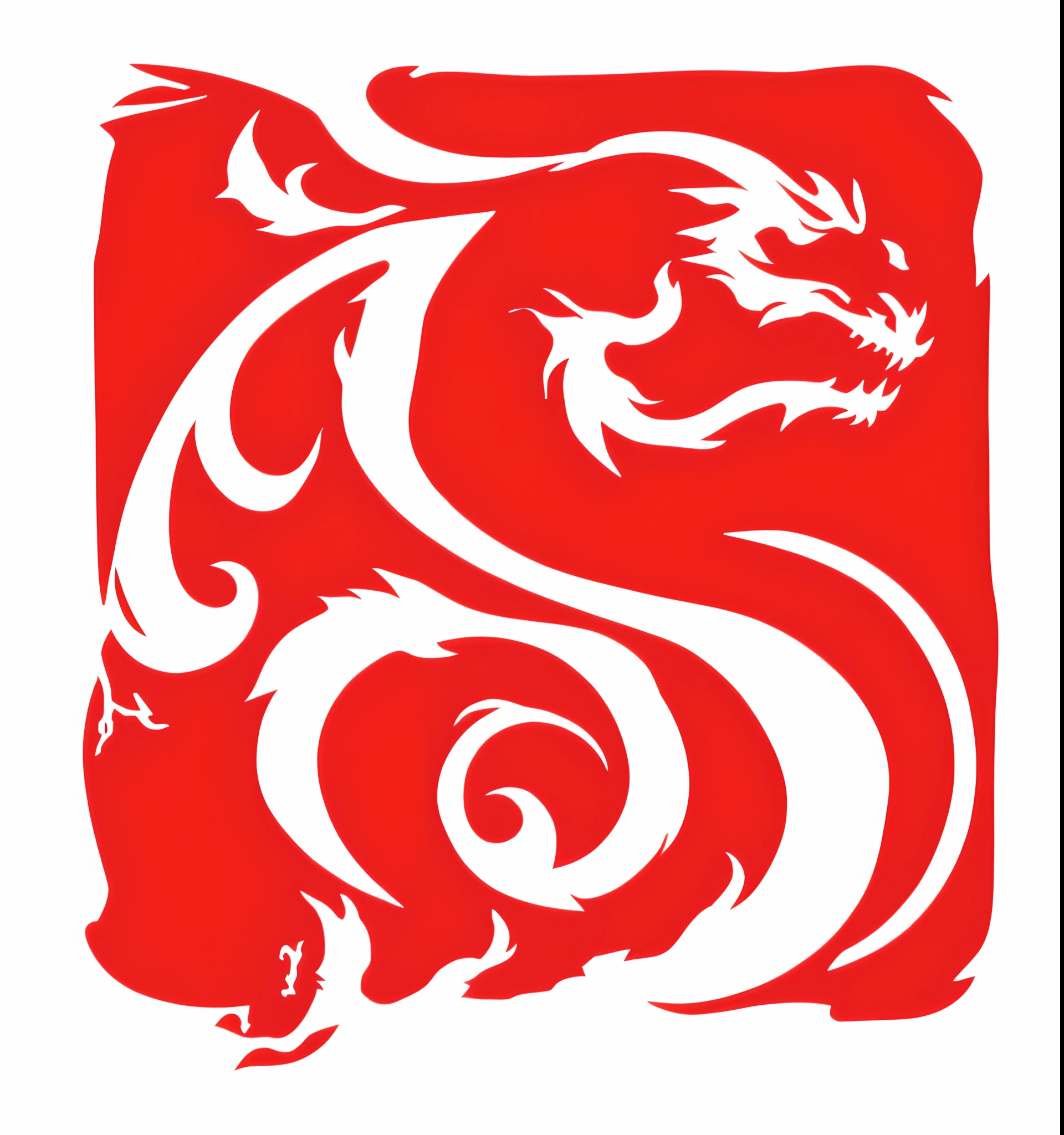 Close the red and white logos with a dragon,Caricature logo