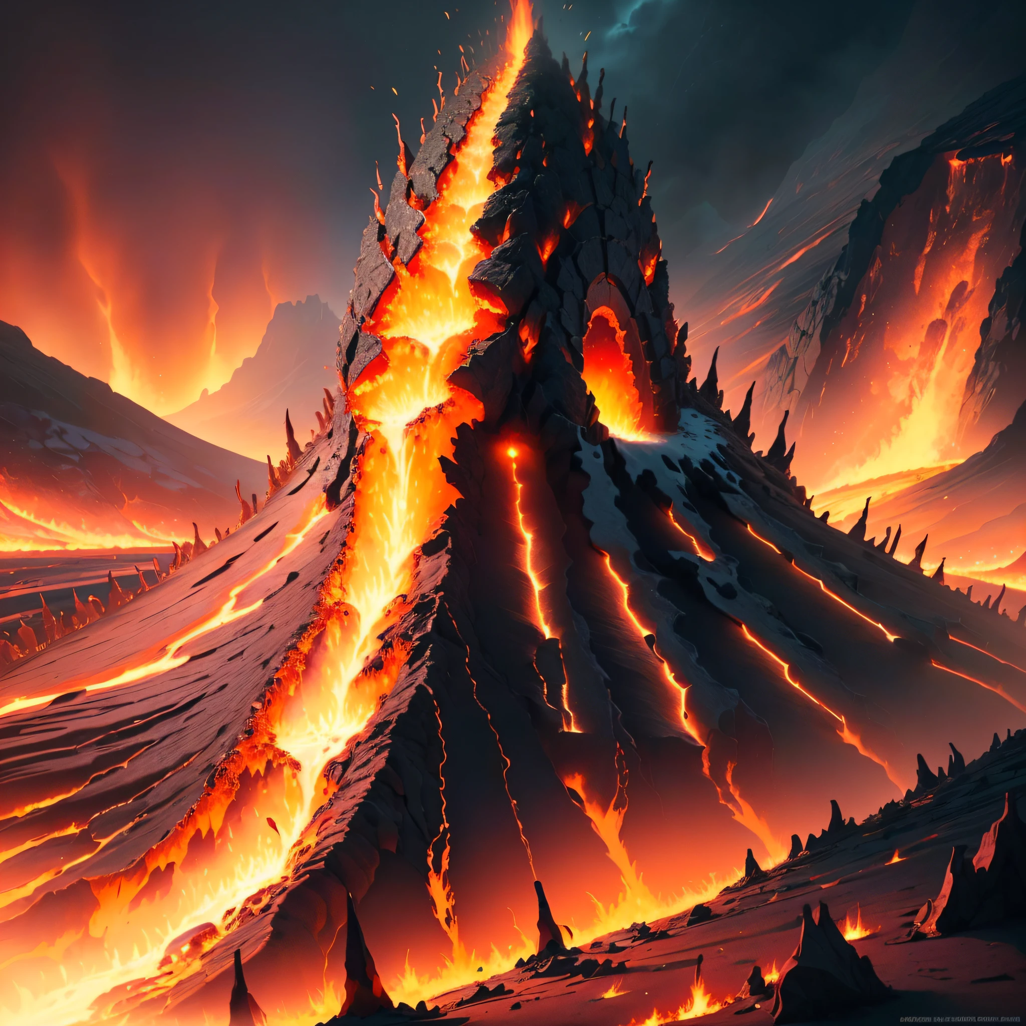 A dark red Smaug is destroying the town, breathing fire, presenting World of Warcraft, Lord of the Rings medieval fantasy, fire and other styles, with atmospheric perspective, wide angle, first-person perspective, UHD, masterpiece level, precision, high quality, high definition, rich picture details, super high detail, 16k characteristics, the best picture quality, the best effect. Verism, projected inset