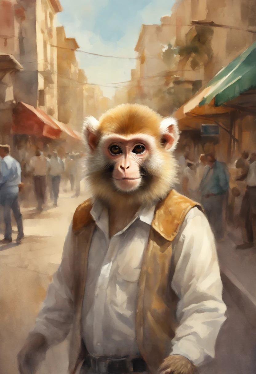 (((Bruno Amadio watercolor style))),(((following eyes effect))),((pastel light colors)),(((mexican narco culture enviroment)),(((The underneath view of ((( detailed ))) A drugs dealer mexican narco cartel golden snub-nose monkey using gangsta suit on the tijuana's street , Provocative, in the style of watercolour, tetradic colors, 3D vector art, cute and quirky, fantasy art, watercolor effect, bokeh, hand-drawn, digital painting, low-poly, soft lighting, bird's-eye view, isometric style, retro aesthetic, focusedon the character, 8K resolution, photorealistic rendering, usingCinema 4D,highly detailed, professional light