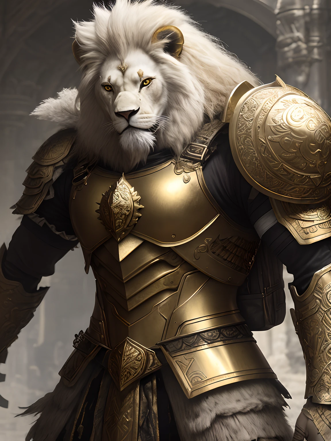 model style, (extremely detailed CG Unity 8k wallpaper), photo of the most beautiful piece of art in the world, medieval armor, body portrait, big white beast, Ed Blinky's professional majestic oil painting, Athea Gaylan, Studio Ghibli, Jeremy Mann, Greg Manchess, Antonio Moreau, trending on ArtStation, trending on CGSociety, Intricate, High Detail, Sharp focus, dramatic, photorealistic painting art by Midjourney and Greg Rutkowski