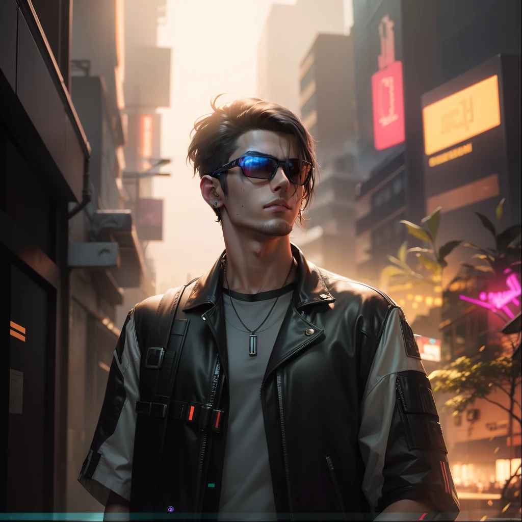 Change background cyberpunk handsome boy, realistic face, 8k, ultra realistic
