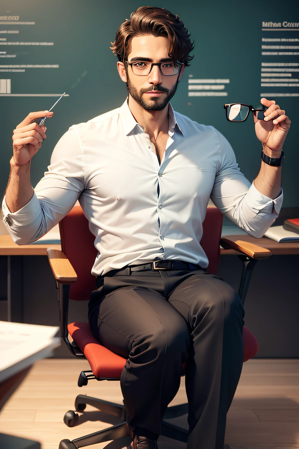 um homem, With eye Glasses, professor, meia idade, barba curta grisalho