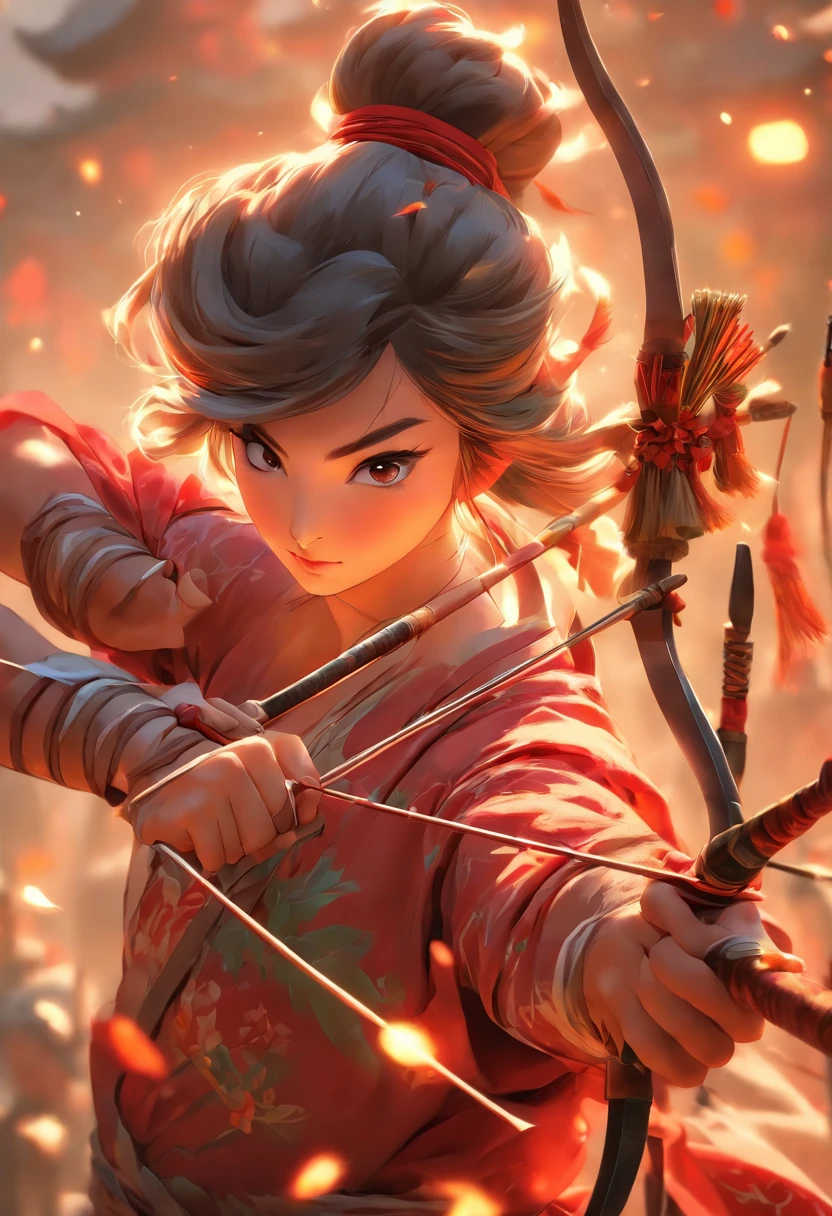 (((Houyi))) best quality, ultra-high resolution, 4K detailed CG, master piece,Houyi, Chinese archer,bow and arrow,Chinese clothing,Chinese mythology,sunlight, ((Archer)),Chinese painting style ,Shui mo Hua,Thangka style, ukiyo painting, aesthetic, centered on canvas