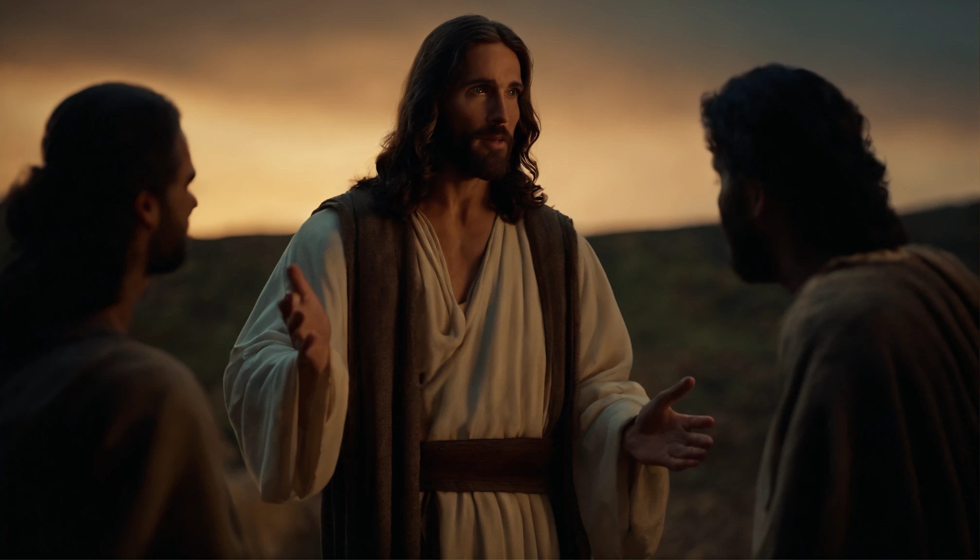 Jesus Christ Talking to Some Disciples , a noite, starly sky