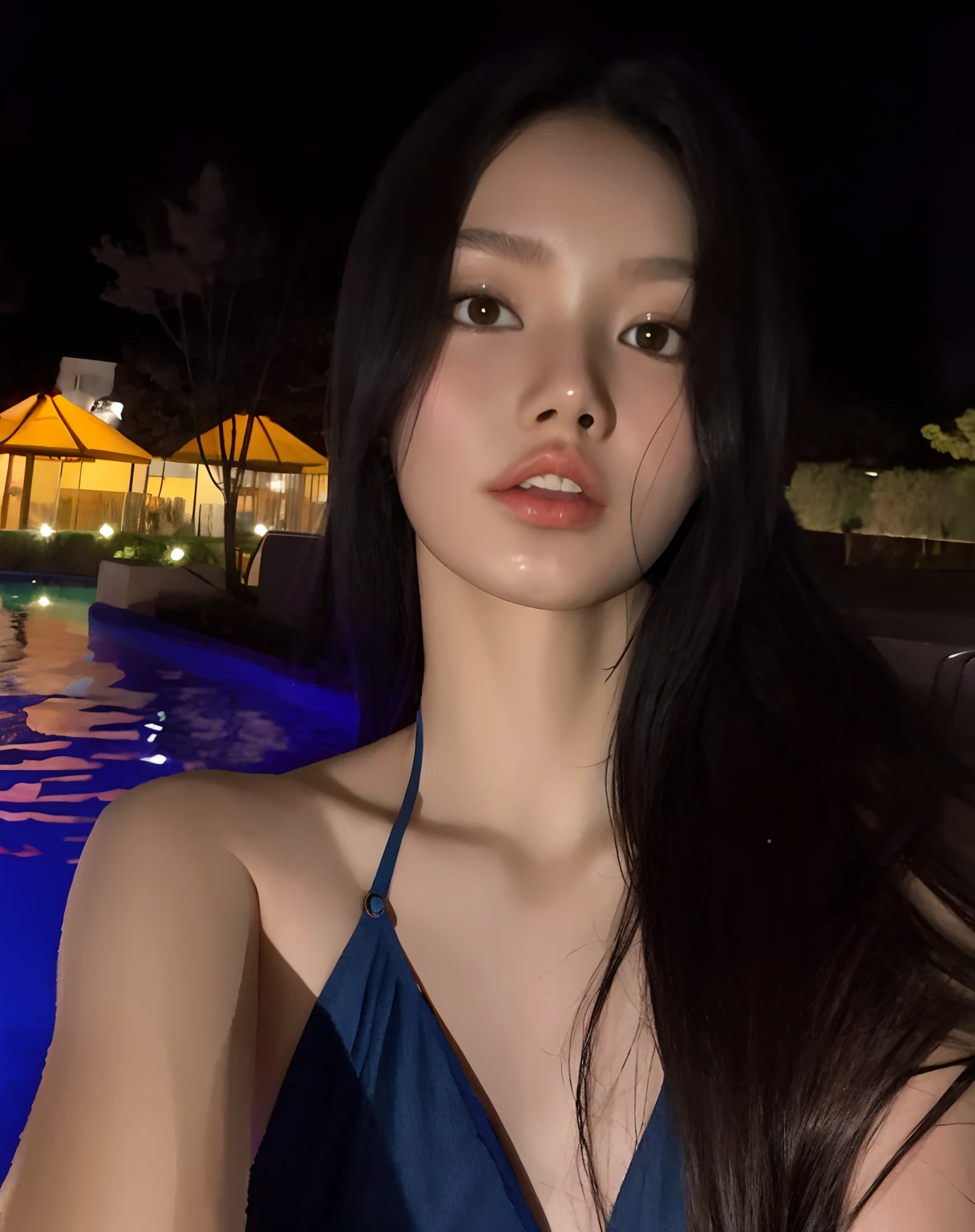 Araffe woman in a blue dress standing in front of a swimming pool, 18 anos, 2 2 anos, 21 anos, Mulher sul-coreana bonita, 2 7 anos, 2 8 anos, 2 3 anos, menina coreana, gorgeous chinese model, linda mulher coreana jovem, 2 9 anos, Mulher coreana, 1 8 I