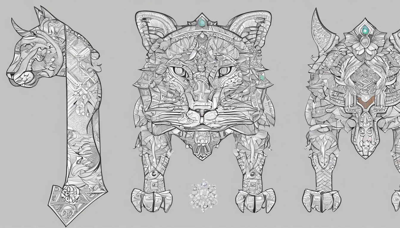 White bottom line draft,Ring design,Randomly select one of the following elements to create patterns or colors,Suzaku,Unicorn,Xuanwu。the white tiger,Green Dragon,butterflys。requirements:inlay,Primary and secondary gemstones,Can be pompous,But be clear,The structure is clear,Ask for a white-bottomed draft