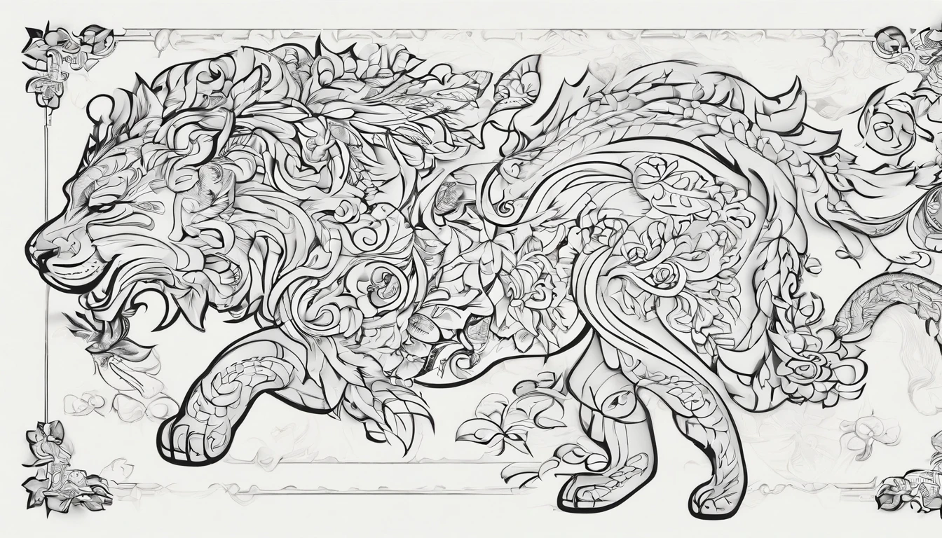 White bottom line draft，Ring design，Randomly select one of the following elements to create patterns or colors，Suzaku，Unicorn，Xuanwu。the white tiger，Green Dragon，butterflys。requirements：inlay，Primary and secondary gemstones，Can be pompous，But be clear，The structure is clear，Ask for a white-bottomed draft