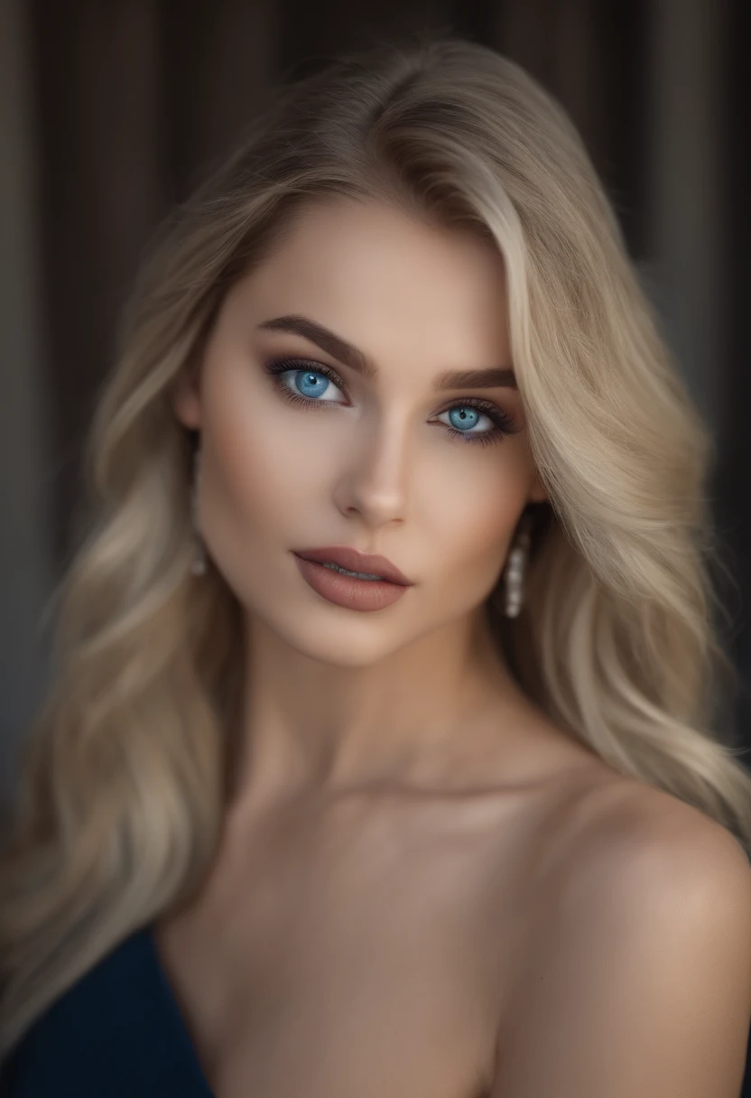Allard woman completely , Sexy blue-eyed girl, Ultra photo realsisim, detailed meticulous, portrait sophie mudd, blonde hair and large eyes, selfie of a young woman, bedroom eyes, Violet Myers, nomake-up, Natural makeup, look straight at the camera, face with artgram, Subtle makeup, In Mutans , Small to large busts;