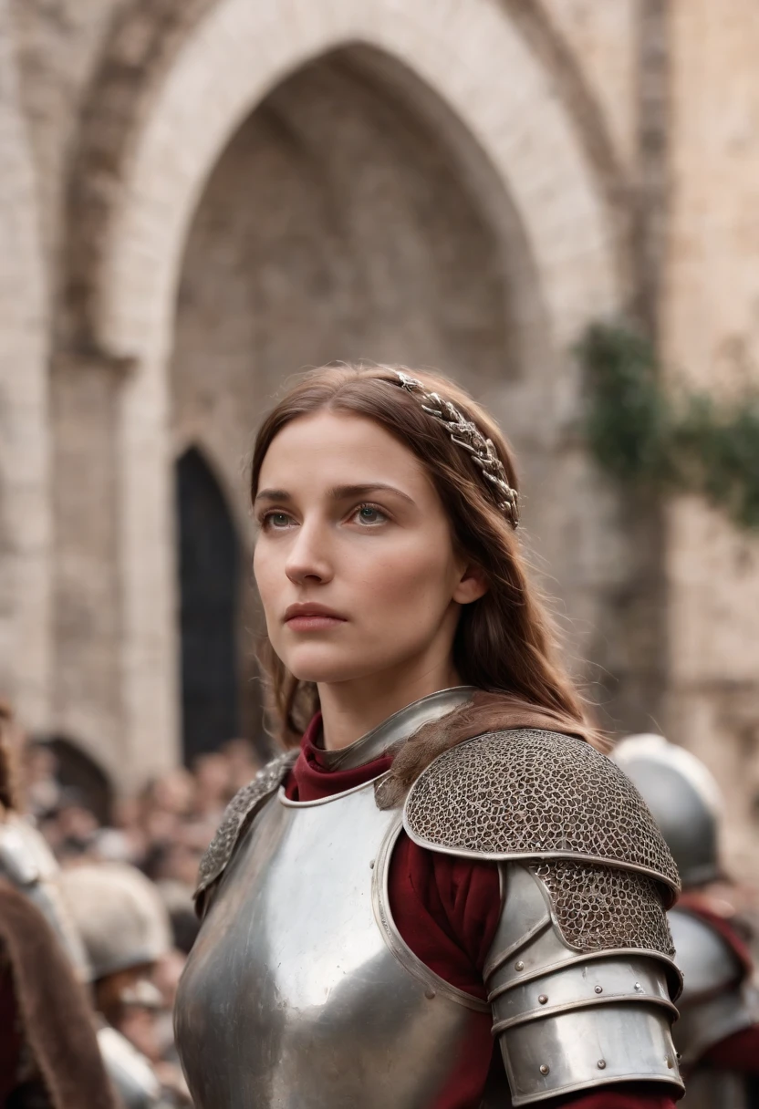 Joan of Arc as she was in her day in a city in high definition.