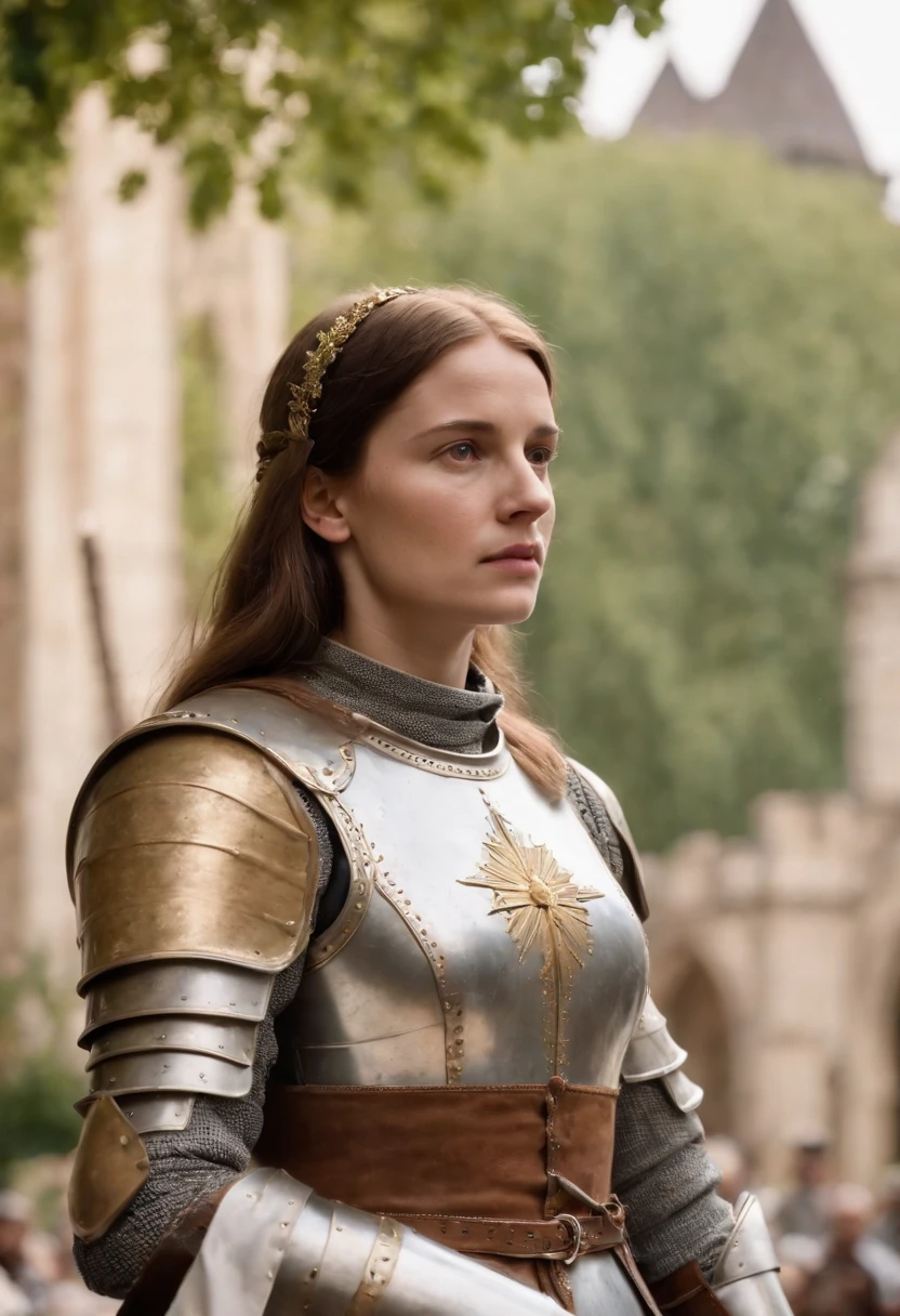 Joan of Arc as she was in her day in a city in high definition.