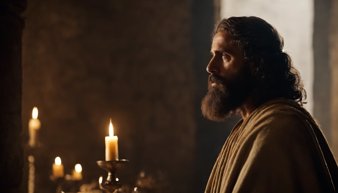 Paulo, apostolo de Jesus cristo. barba branca, cabelos brancos, sinais de velhice no rosto. Biblical Character of the New Testament of the Bible