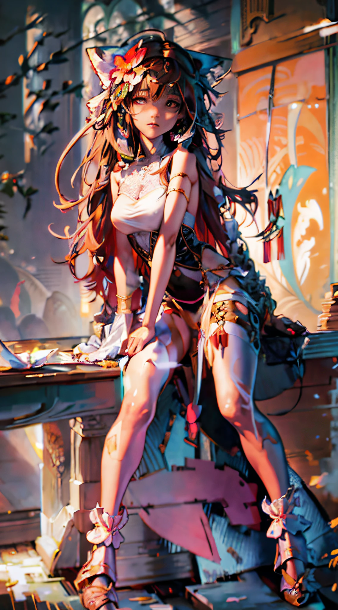 ( Masterpiece:1.25, exposed:1.2, White and vivid colors, Acutance),{ navel | pretty Ass | Detailed open crotch | Delicate lace knitted wear },  (tiny sexy junior idol), ((face variations)), portrayed in the best quality and high resolution. The image should be ultra-detailed, ( realistic, and photorealistic with a touch of rawness ). under the mesmerizing back lighting, (Dazzling and delicate stained glass Background). (concept art). enhancing the overall visual impact. Whole Body proportions and all limbs are anatomically accurate, (nipple:-0.9) .