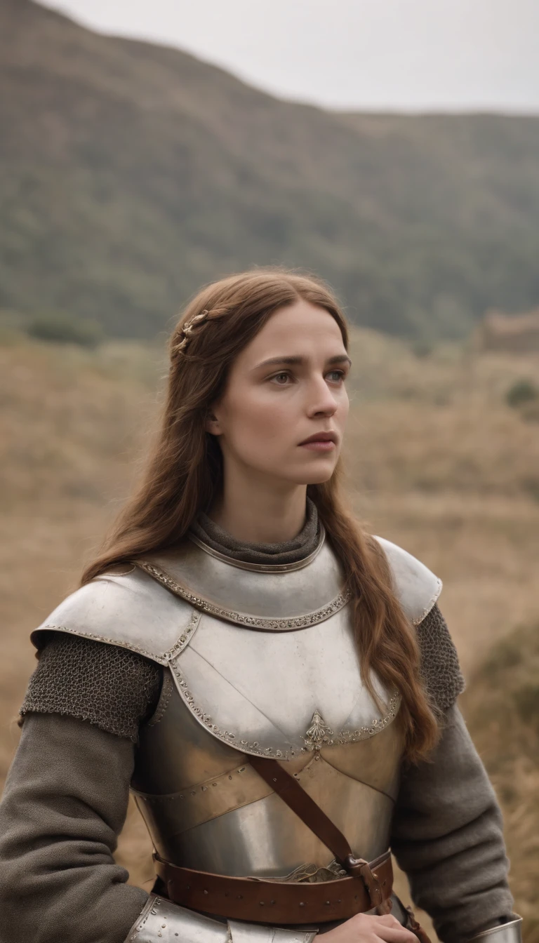 Joan of Arc Com roupa de camponesa fazendo algum trabalho de camponesa