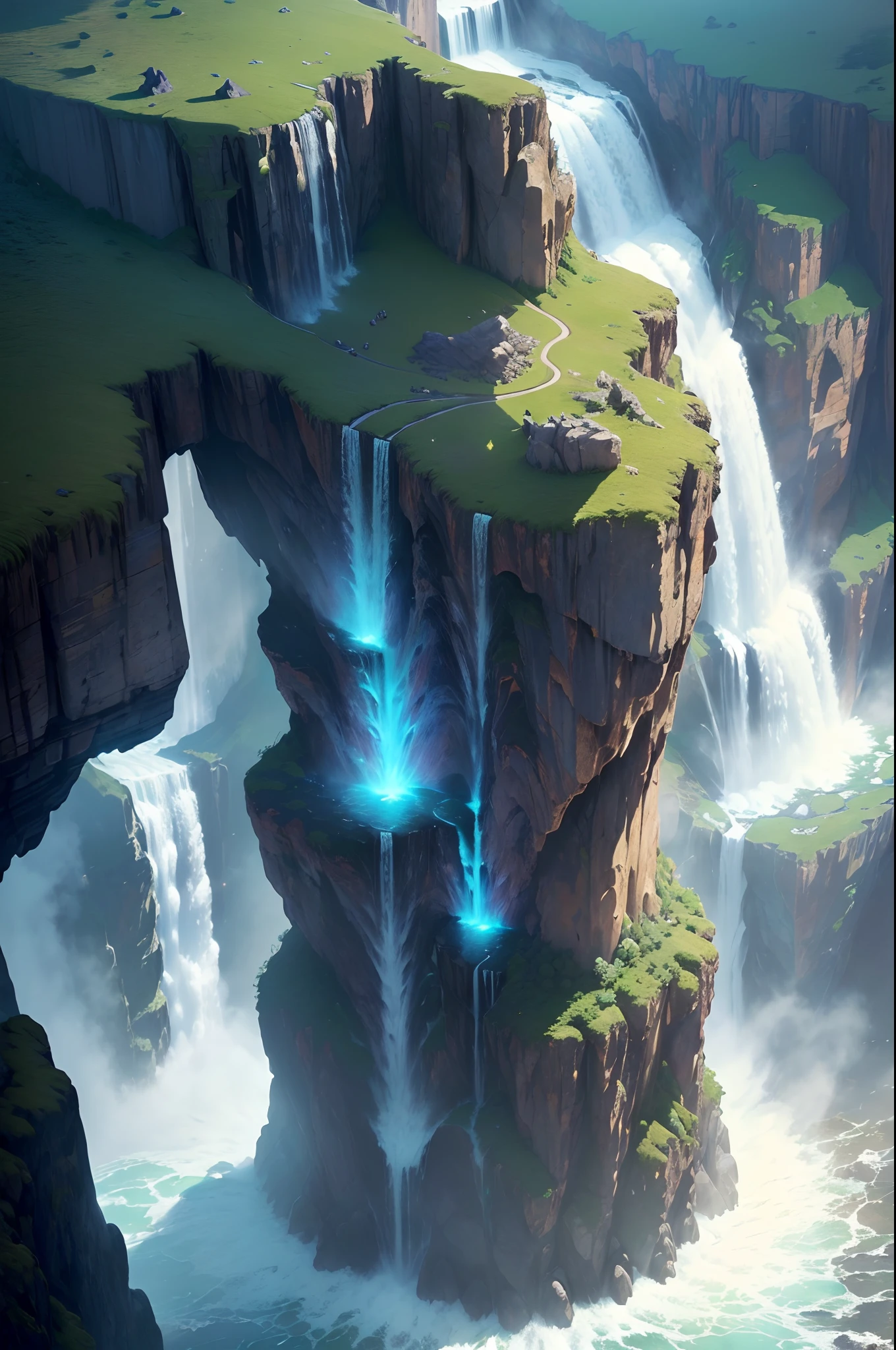 (((Masterpiece))), (((Top Quality))), (((Super Delicate))), (((High Definition CG Illustration))), (((Highly Detailed CG Unified 16k Wallpaper )))), (((Cinematic Light )))), (((Official Art)))) National Geographic style image, Picture of a waterfall (coming out of a dragon's head carved into a cliff rock: 1.4), There is a huge rock, on top of which is a steep cliff of a mountain (a dragon's huge head: 1.3), from which a massive, (((magnificent waterfall pours and gushes out from the mouth of a dragon: 1.4)), waterfall has some height differences, you can see the force of the water fall, water falls into a huge pool, crystal clear water, many shades of bright colors, full spectrum of blue, Azure, lush and green, water is calm, phoenix is flying, big hole shot, moon in blue sky, Venus, tropical forest in Background, Ultra Wide Shot, Degree of Realism, Realistic Masterpiece, Masterpiece, Elaborate Detail, Detailed Painted Background, Depth of Field, , Elaborate Detail, , Realistic Lighting, (Realistic Perspective)