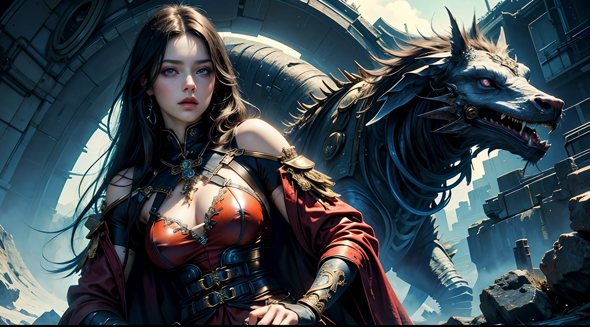 (masterpiece, top quality, best quality, official art, beautiful and aesthetic:1.2), (1girl), extreme detailed,(fractal art:1.3), highest detailed, black hair, blue eyes, pale skin, leather harness