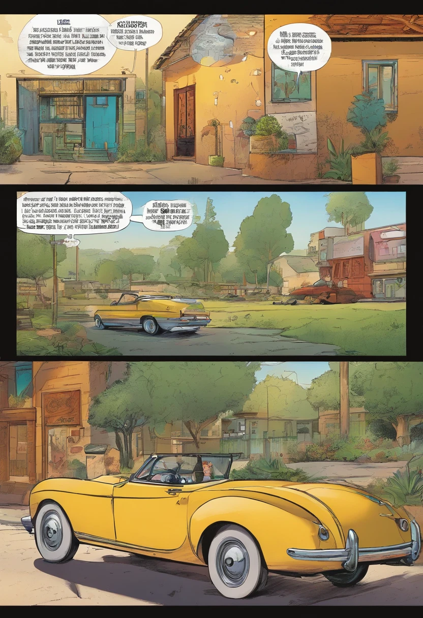 American comics, The comic story is presented in multiple irregular panels with color. American Shorthair Cat Struggles as He runs away from home and then reunites with his owner. El estilo es exagerado y detallado