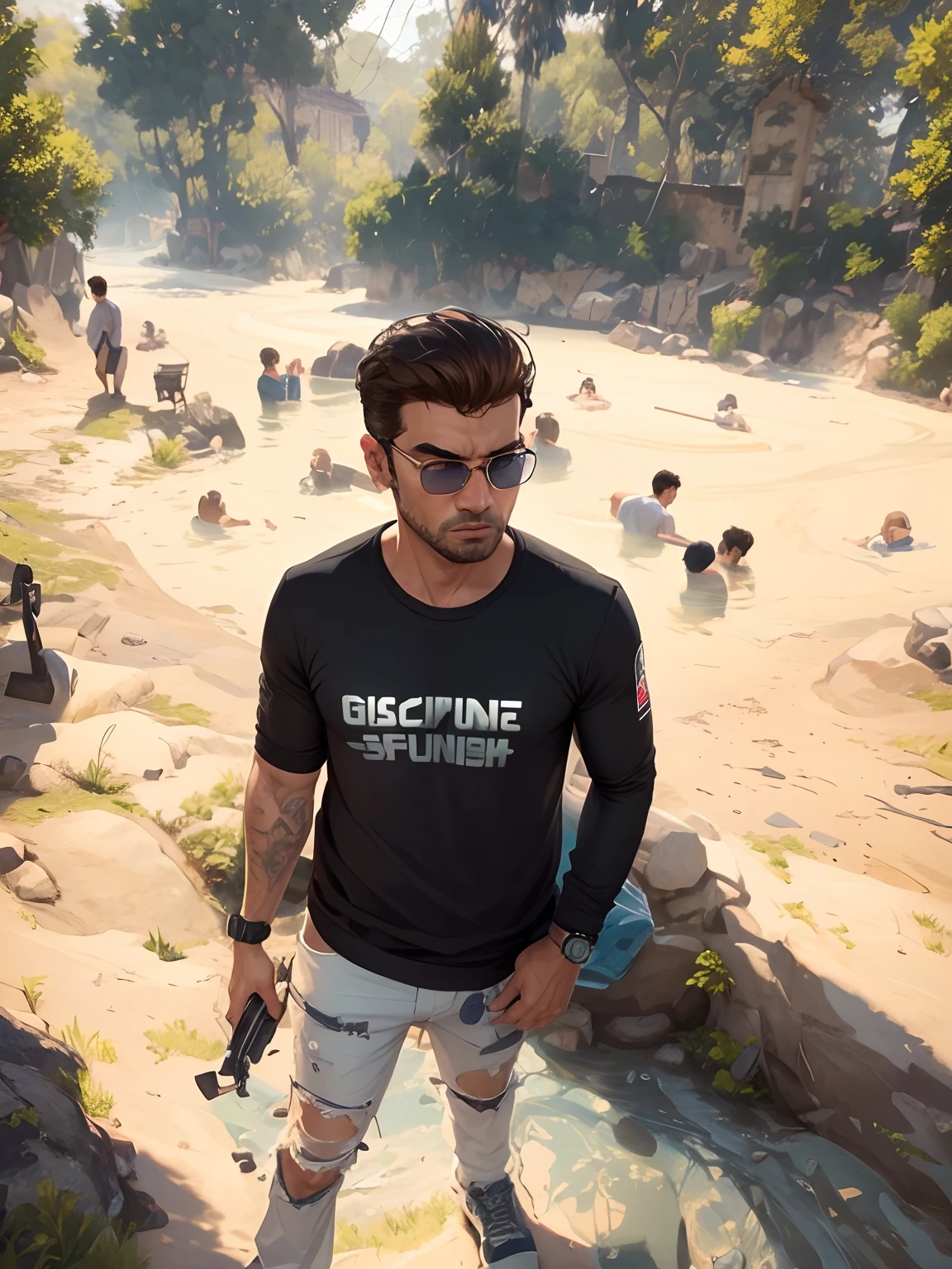 Change background Gta5 handsome boy, realistic face, 8k, ultra realistic,