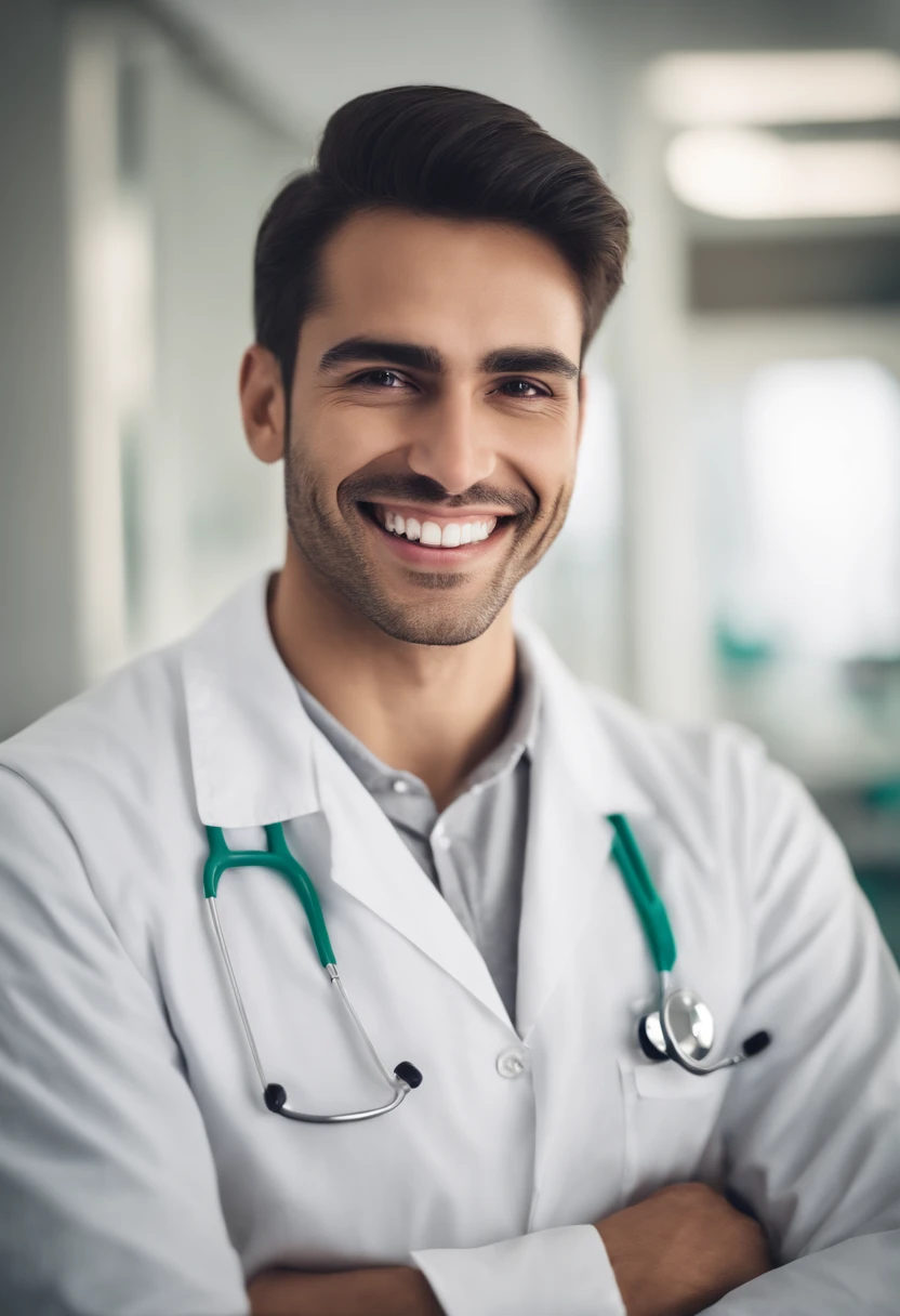 Portrait of a young dentist smiling at the camera