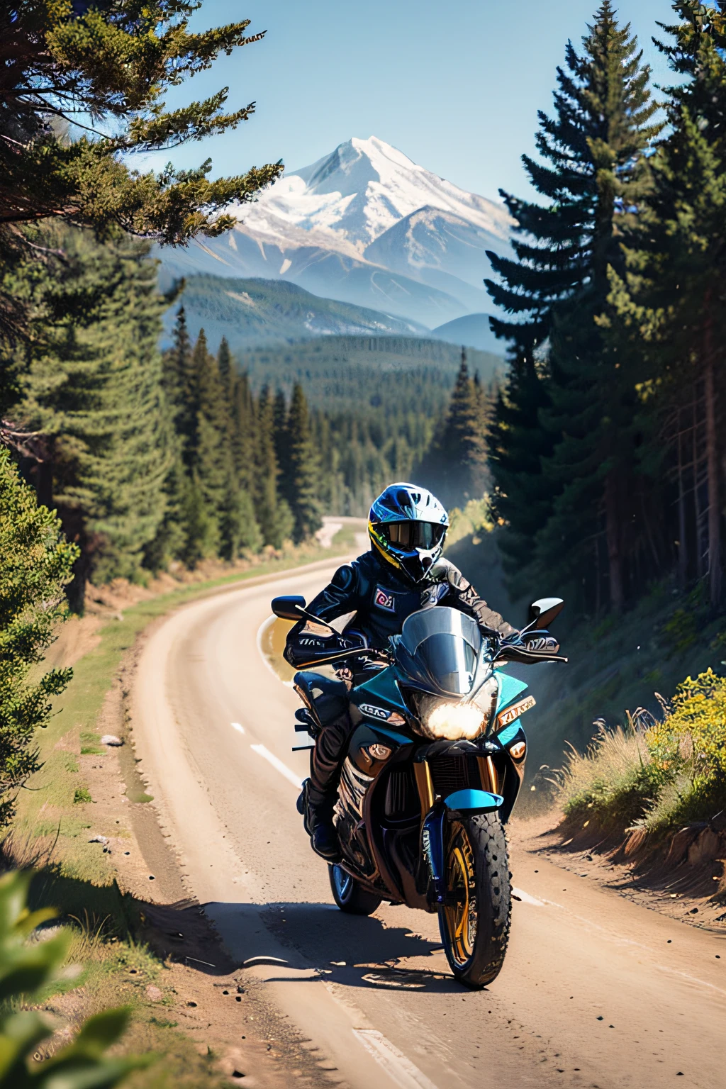 logo o sticker con el texto "muerdelavida". Se ve una moto trail y escenas de viajes o paisajes