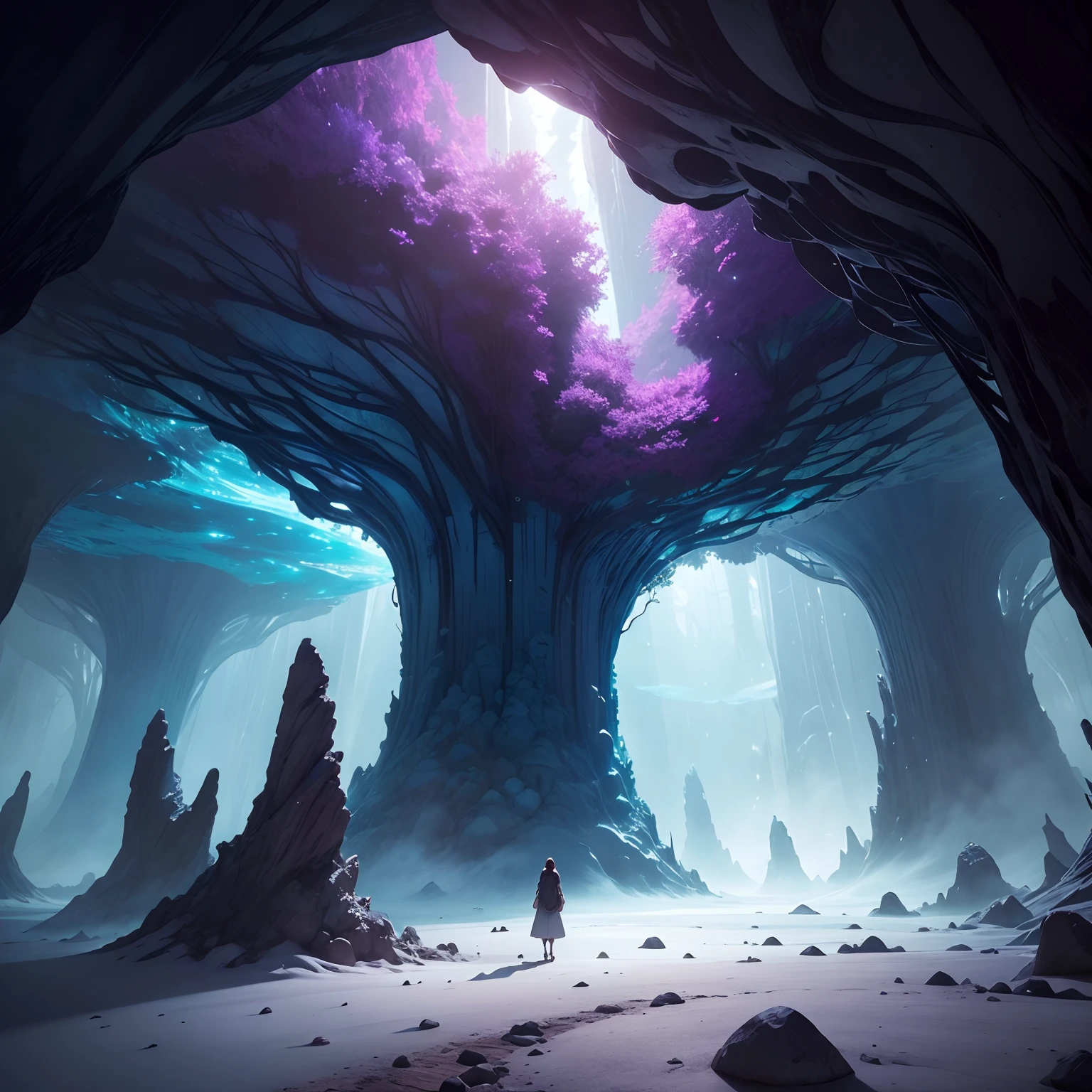 When I landed on the surface of the moon, I was amazed by what I saw. I found a magnificent scene, as if I were in a magical dreamland. The lunar underworld is a vast and mysterious labyrinth full of incredible wonders. The huge cave extends to the horizon and emits a faint blue light, like a dreamy aura. The interior of the cave is covered with colorful crystals that emit a dazzling glow, making you feel like you are in a magical crystal palace. At the end of the cave, a huge underground river flows slowly. The river has a mysterious purple color and gives off an intoxicating fragrance. Colorful plants float on the surface of the water, which shimmer in enchanting colors in the faint moonlight, like a dreamlike wonderland. Walking along the river, I found a huge underground forest. The trees rise tall, with dense foliage and flourishing. The trunk is covered with a strange texture, smooth and powerful, as if it contains endless energy. The animals in the forest are also unique and exotic, birds spread their wings and emit beautiful songs, and small animals play under the trees, like a harmonious and peaceful small world. Out of the underground forest, I came to a vast underground plain. The plain is covered with soft moon dust, like delicate fluff, and it makes a slight sound when stepping on the foot. At the end of the plain is a huge underground city. Towering buildings stand on the plain and exude modern technology. Through the transparent façade of the building, you can see the people coming and going in the city. This underground world made me feel the boundless imagination and creativity of human beings, and it is a mysterious and fascinating place.