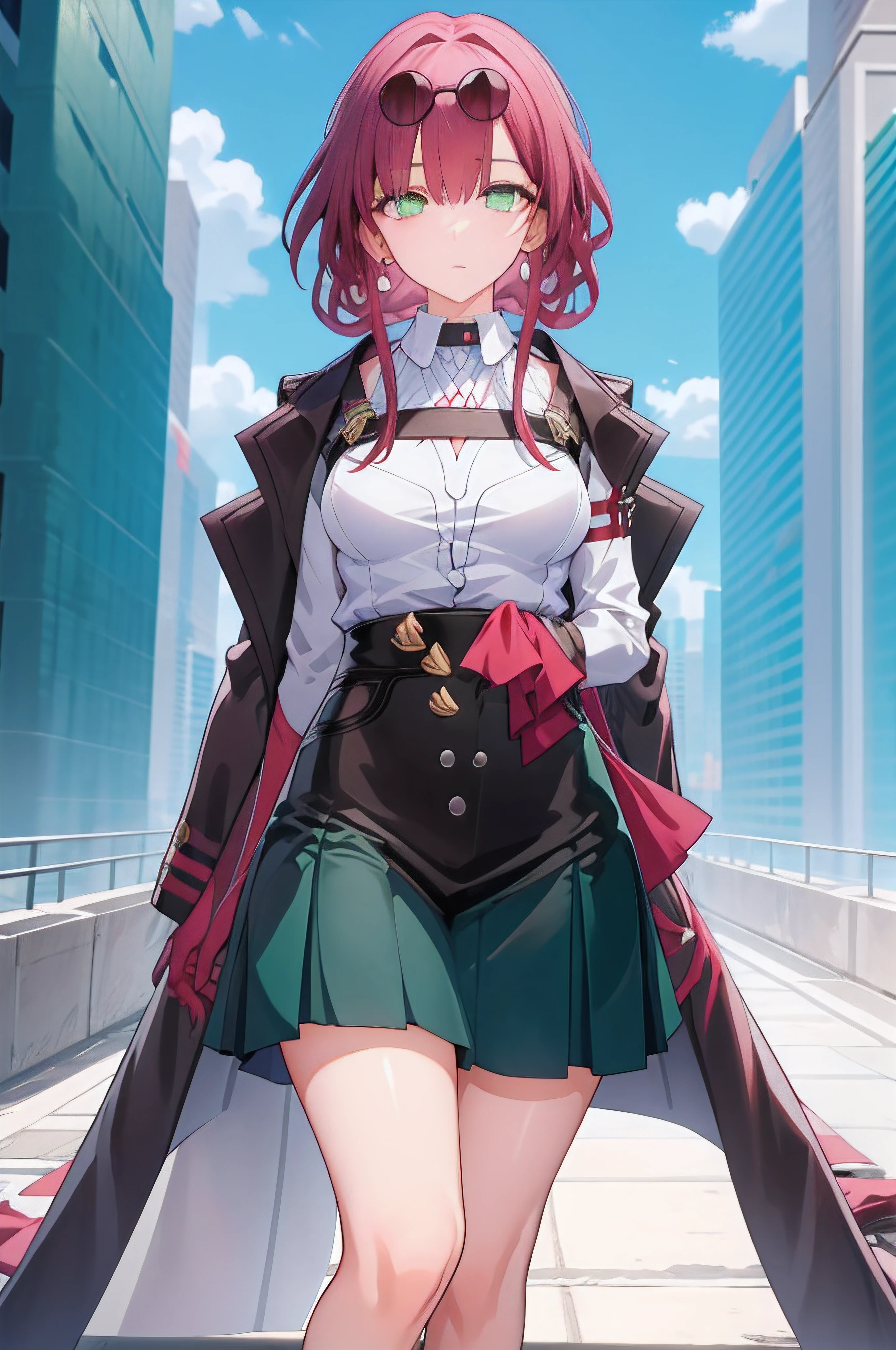 tooruhagakure, tooru hagakure, (green eyes:1.5), red hair, messy hair, multicolored hair, thick eyelashes, two-tone hair,
BREAK collared shirt, gloves, blue skirt, necktie, pleated skirt, red necktie, school uniform, shirt, skirt, u.a. school uniform, white shirt,
BREAK looking at viewer, full body, big breats, open clothes,
BREAK indoors, classroom,
BREAK (masterpiece:1.2), best quality, high resolution, unity 8k wallpaper, (illustration:0.8), (beautiful detailed eyes:1.6), extremely detailed face, perfect lighting, extremely detailed CG, (perfect hands, perfect anatomy),