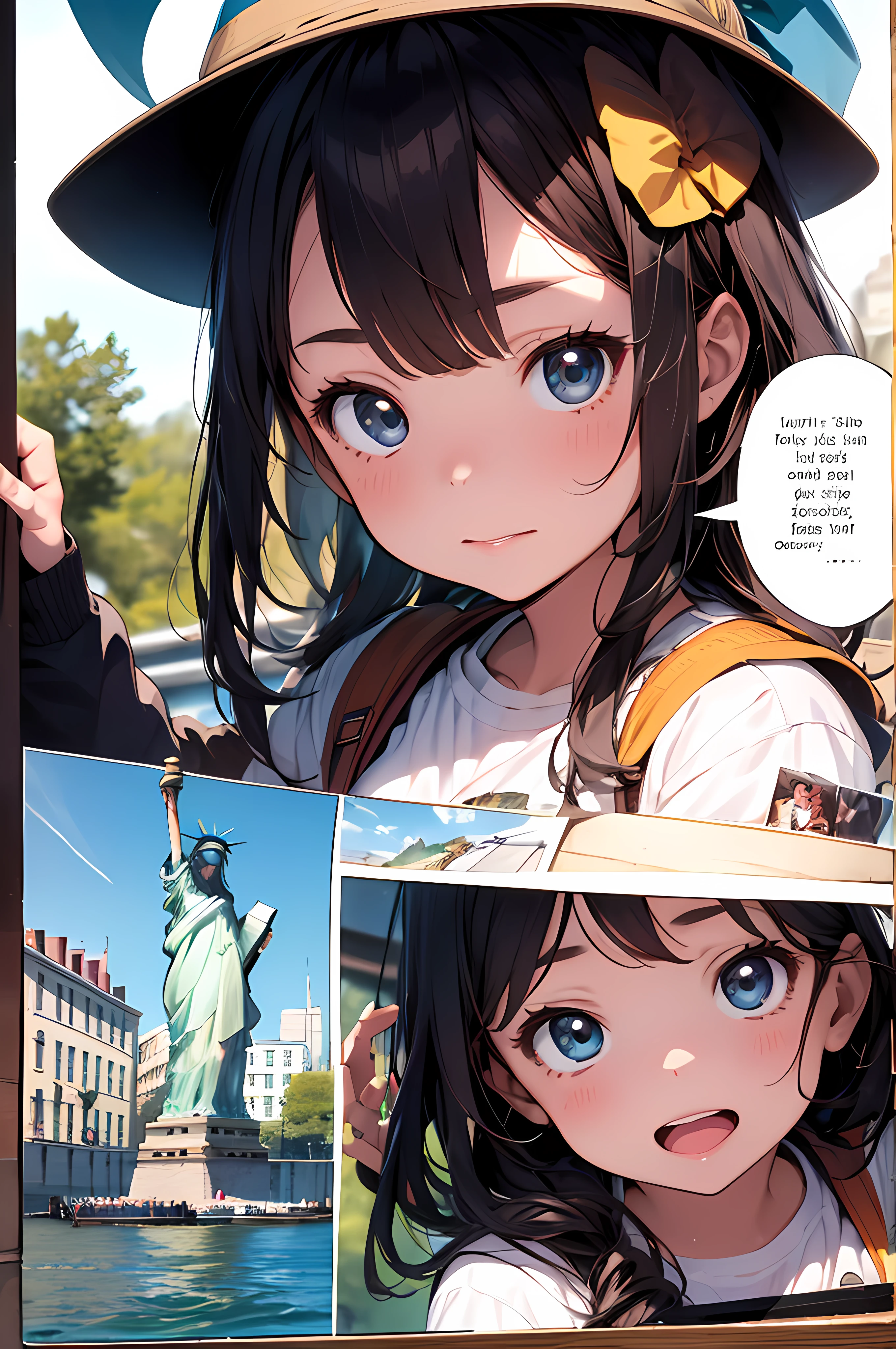 comic_book_layout:1.3, a *********** goes to the statue of liberty