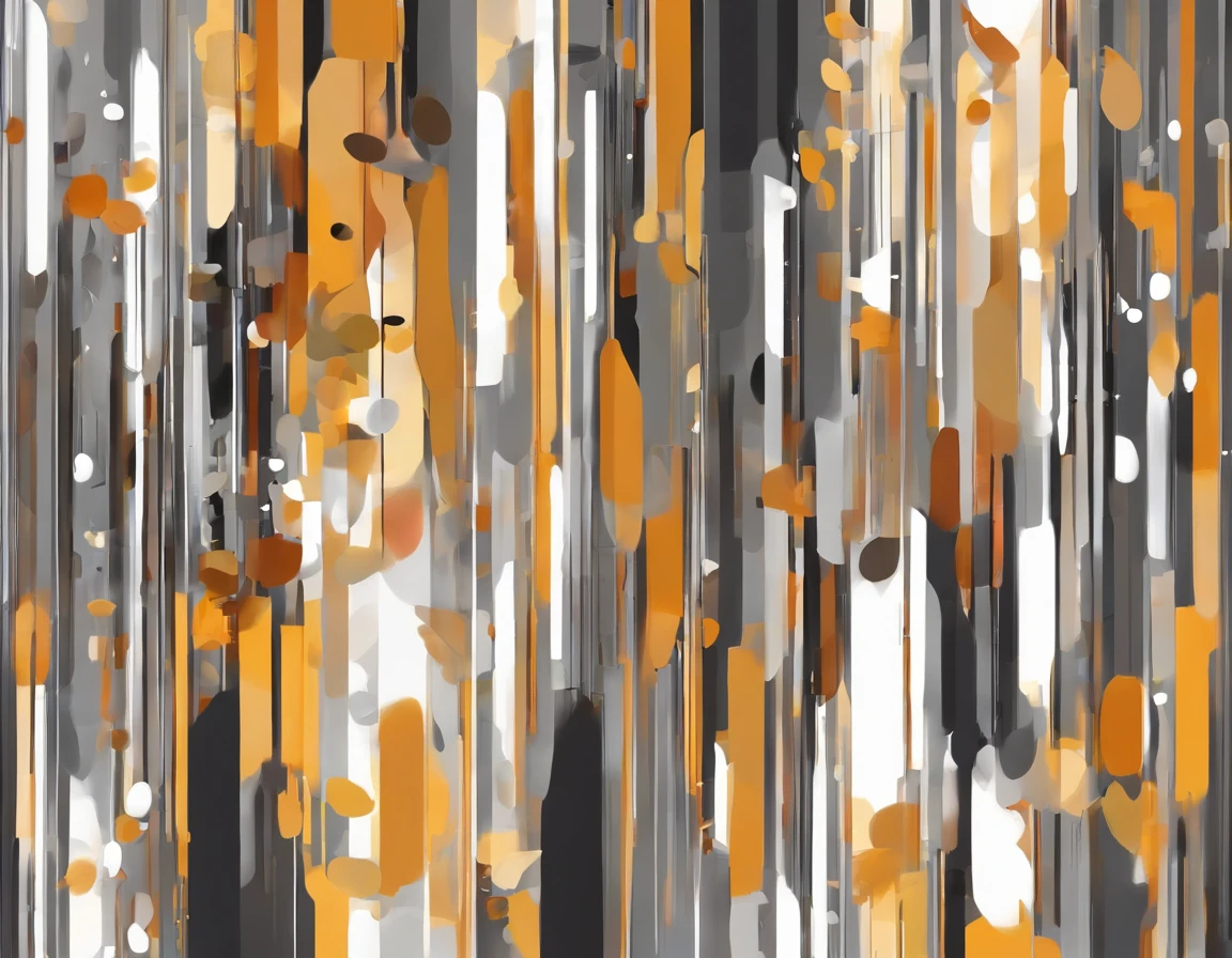 Gray Picture with Vertical Abstract Pattern. Color: Mustard, A white, dark gray, copper.