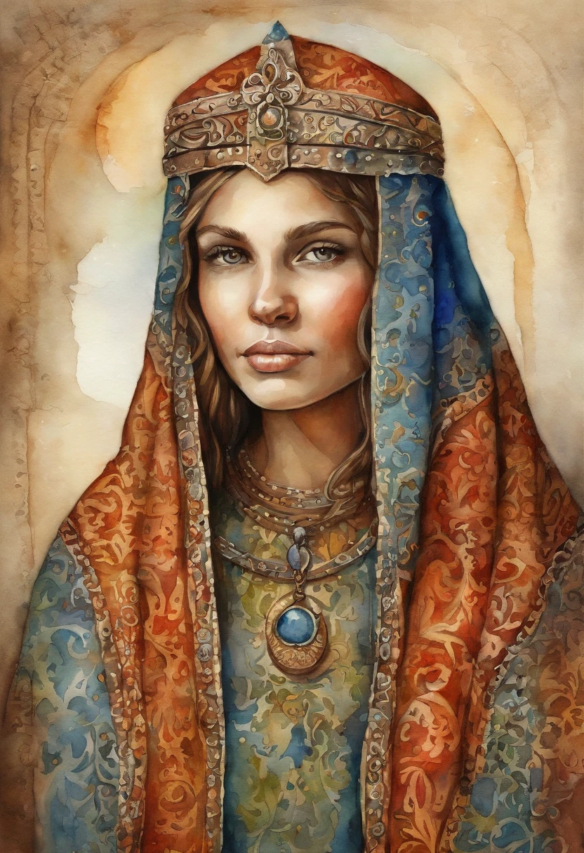 Menina bonita em um capuz, fantasia medieval