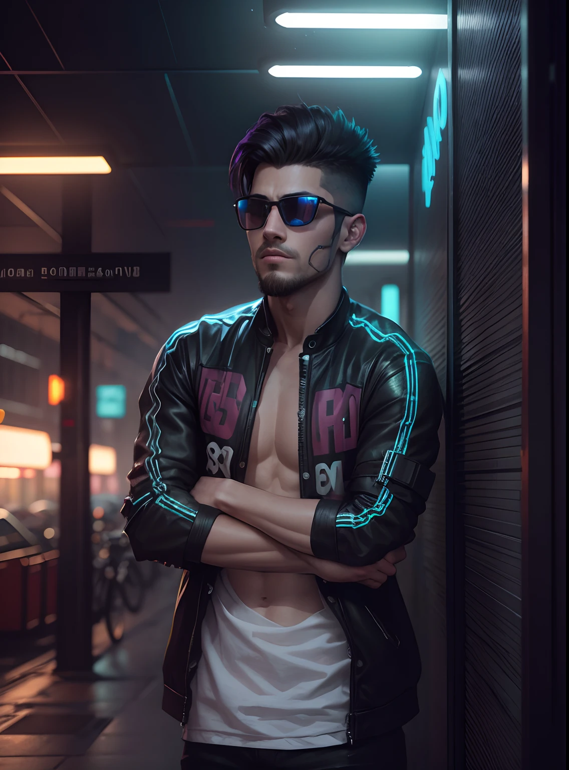 Change Background Cyberpunk Handsome Boy, Realistic Face, 8k, Realistic,  Bike Gr, ound A Rote Photos, with background