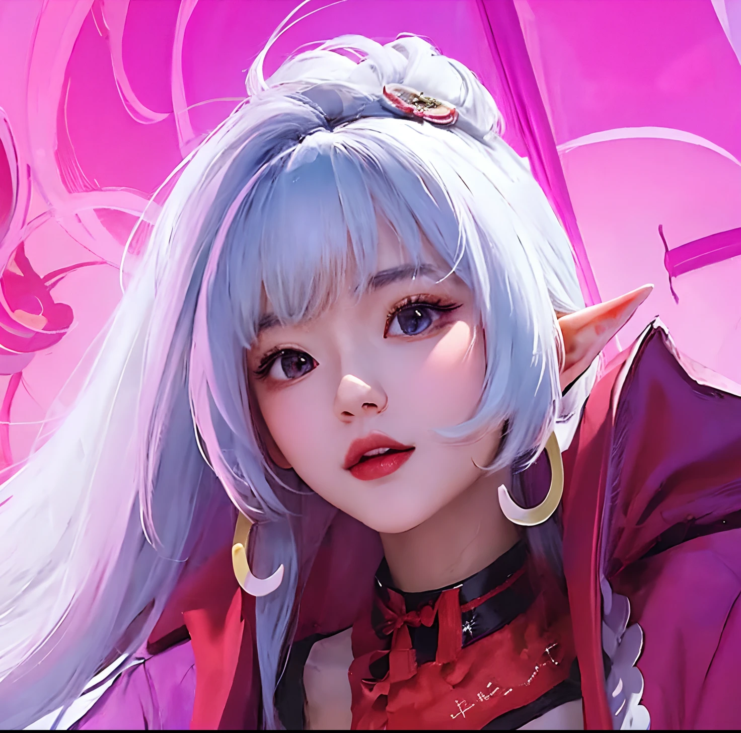 anime girl with long white hair and pink outfit holding an umbrella, rossdraws cartoon vibrant, extremely detailed artgerm, rossdraws digital painting, rossdraws portrait, rossdraws 1. 0, digital anime illustration, wlop rossdraws, rossdraws 2. 0, anime styled digital art, :: rossdraws, inspired by rossdraws, anime style. 8k, elf ears