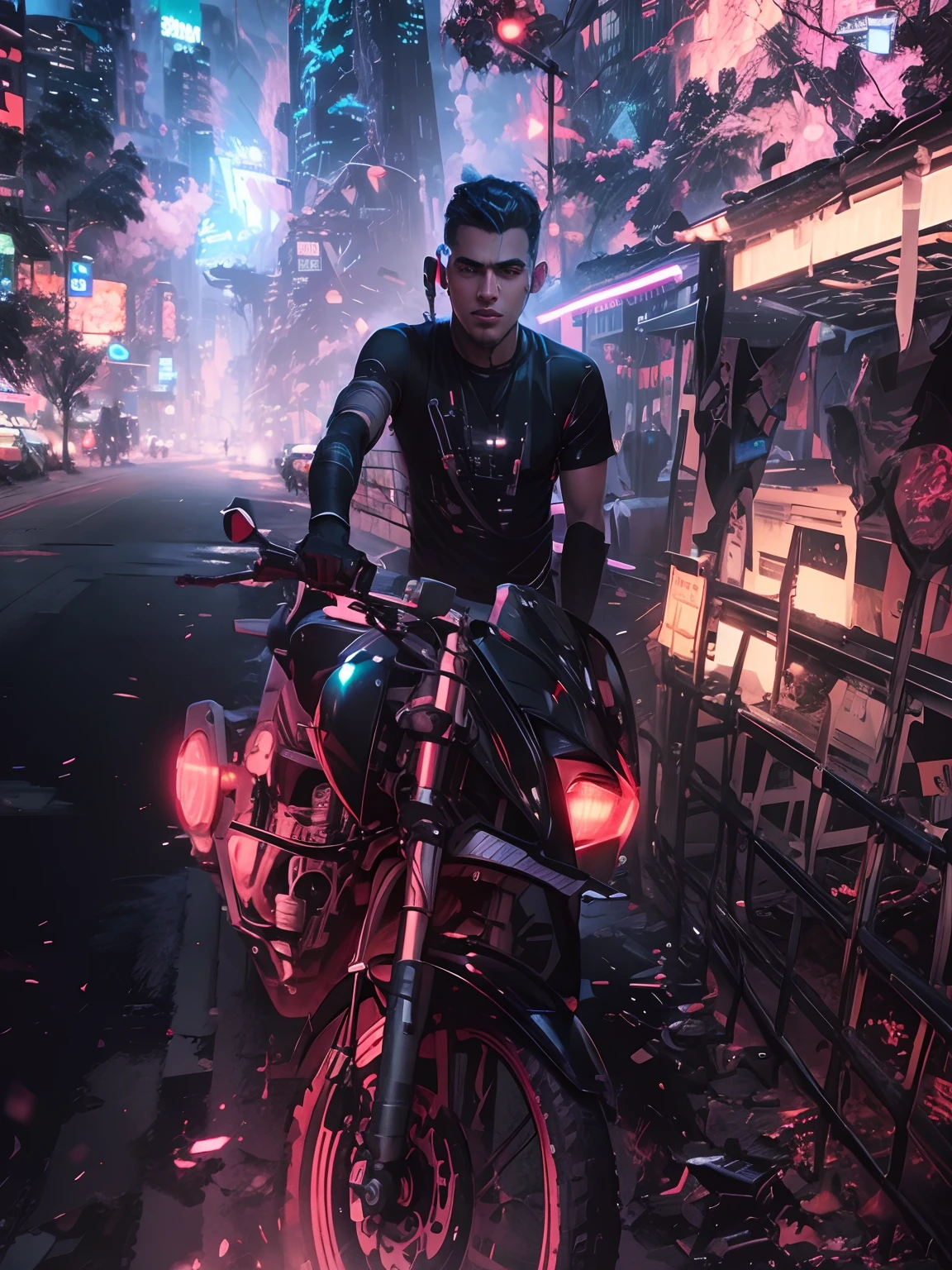 Change background cyberpunk handsome boy, realistic face,8k,ultra realistic ,
