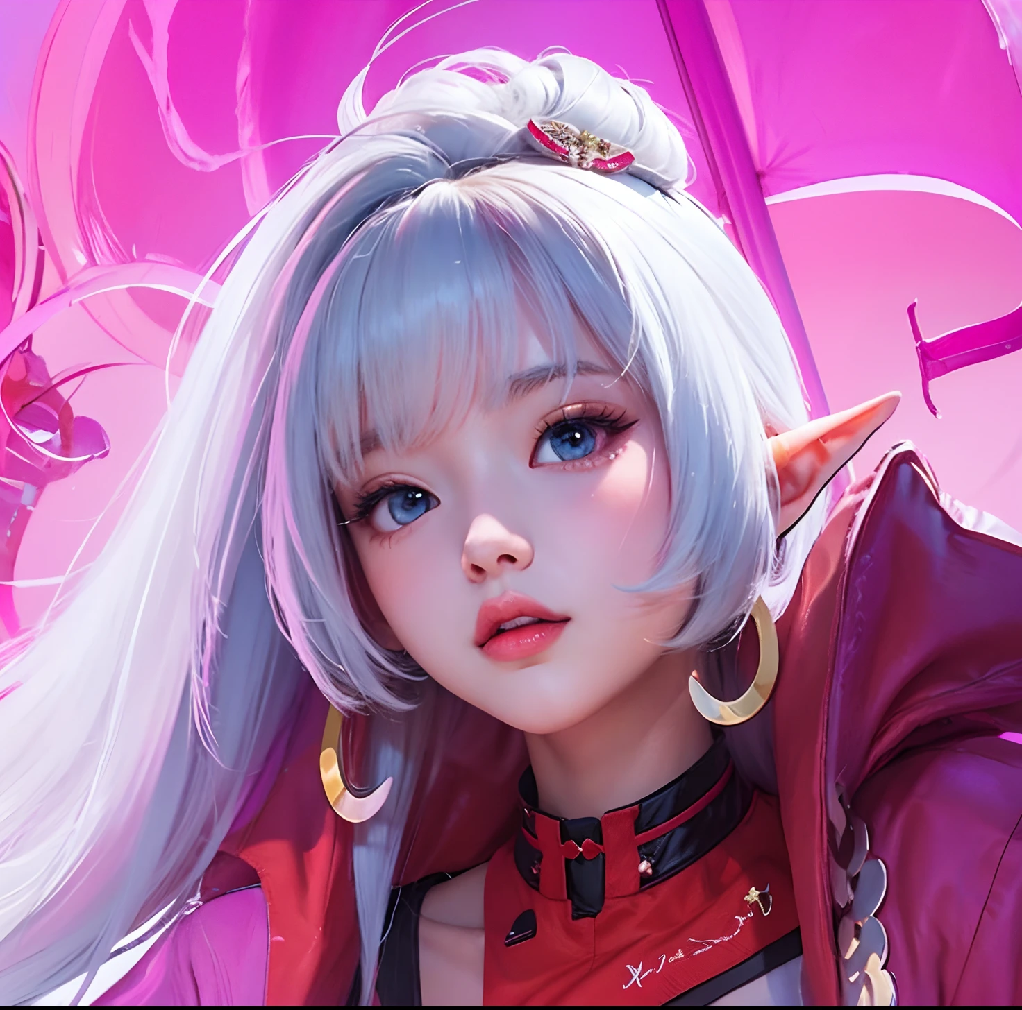 anime girl with long white hair and pink outfit holding an umbrella, rossdraws cartoon vibrant, extremely detailed artgerm, rossdraws digital painting, rossdraws portrait, rossdraws 1. 0, digital anime illustration, wlop rossdraws, rossdraws 2. 0, anime styled digital art, :: rossdraws, inspired by rossdraws, anime style. 8k, elf ears